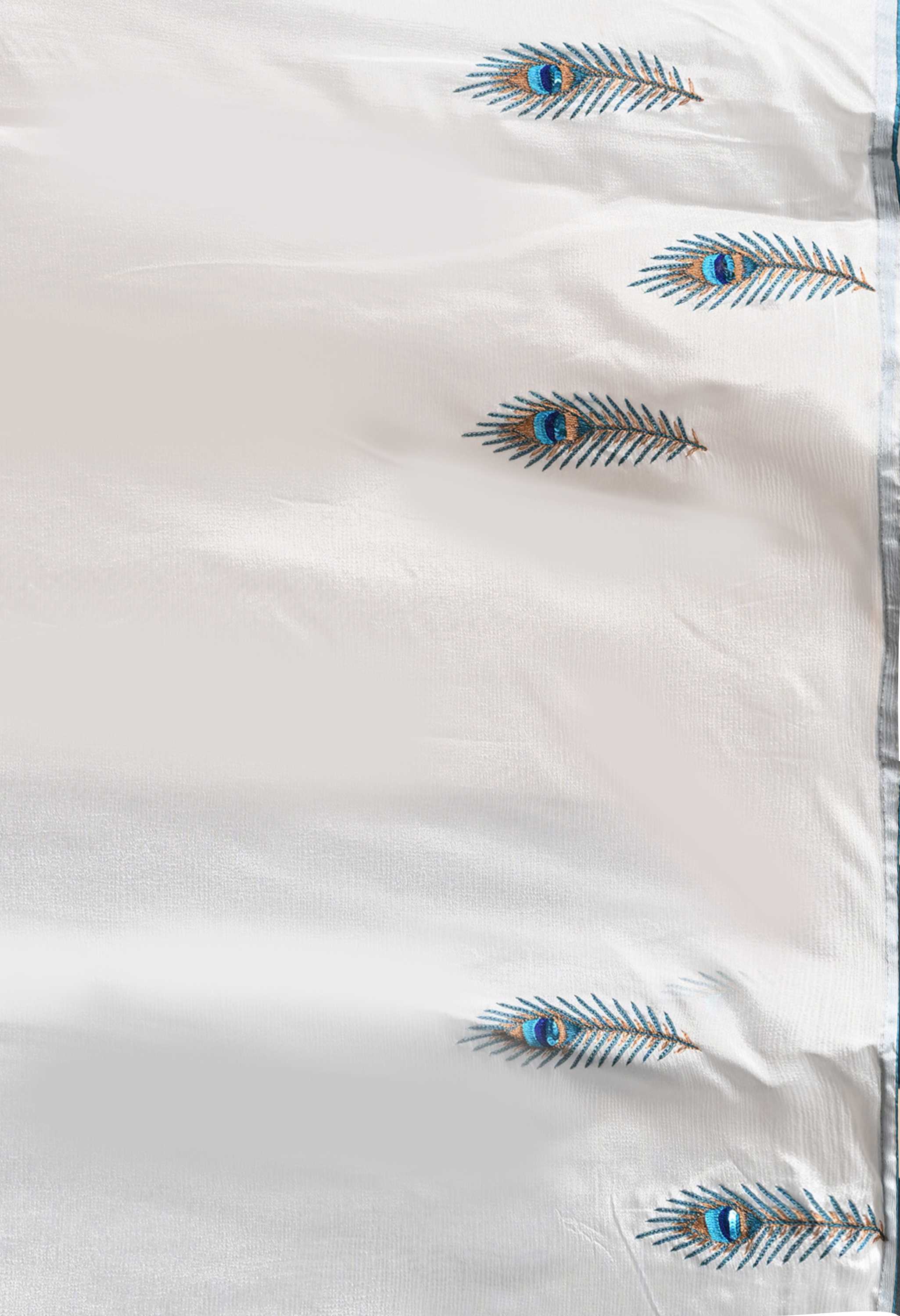 Best Handmade White Chiffon Saree