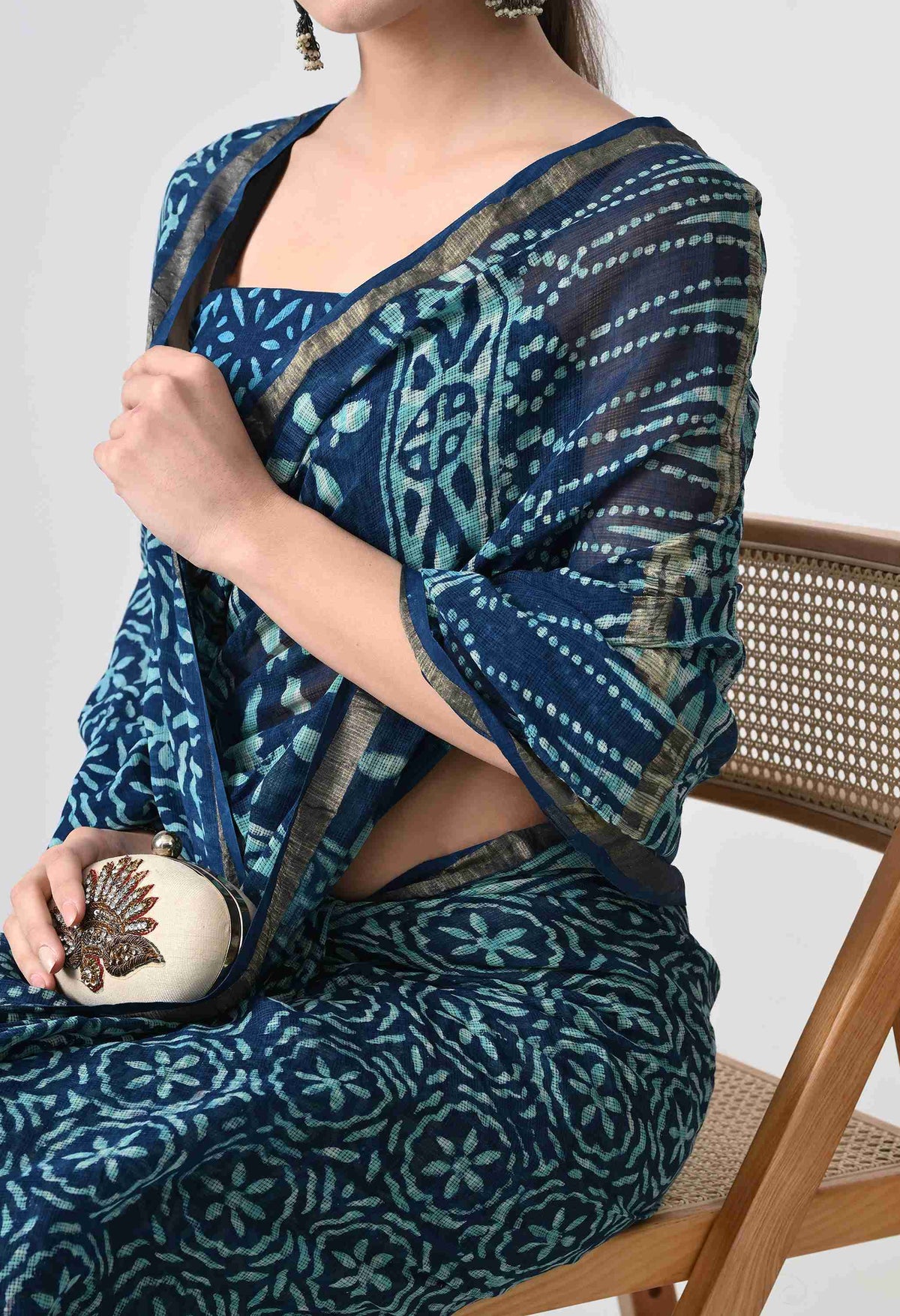  Kota Handblock Blue Saree