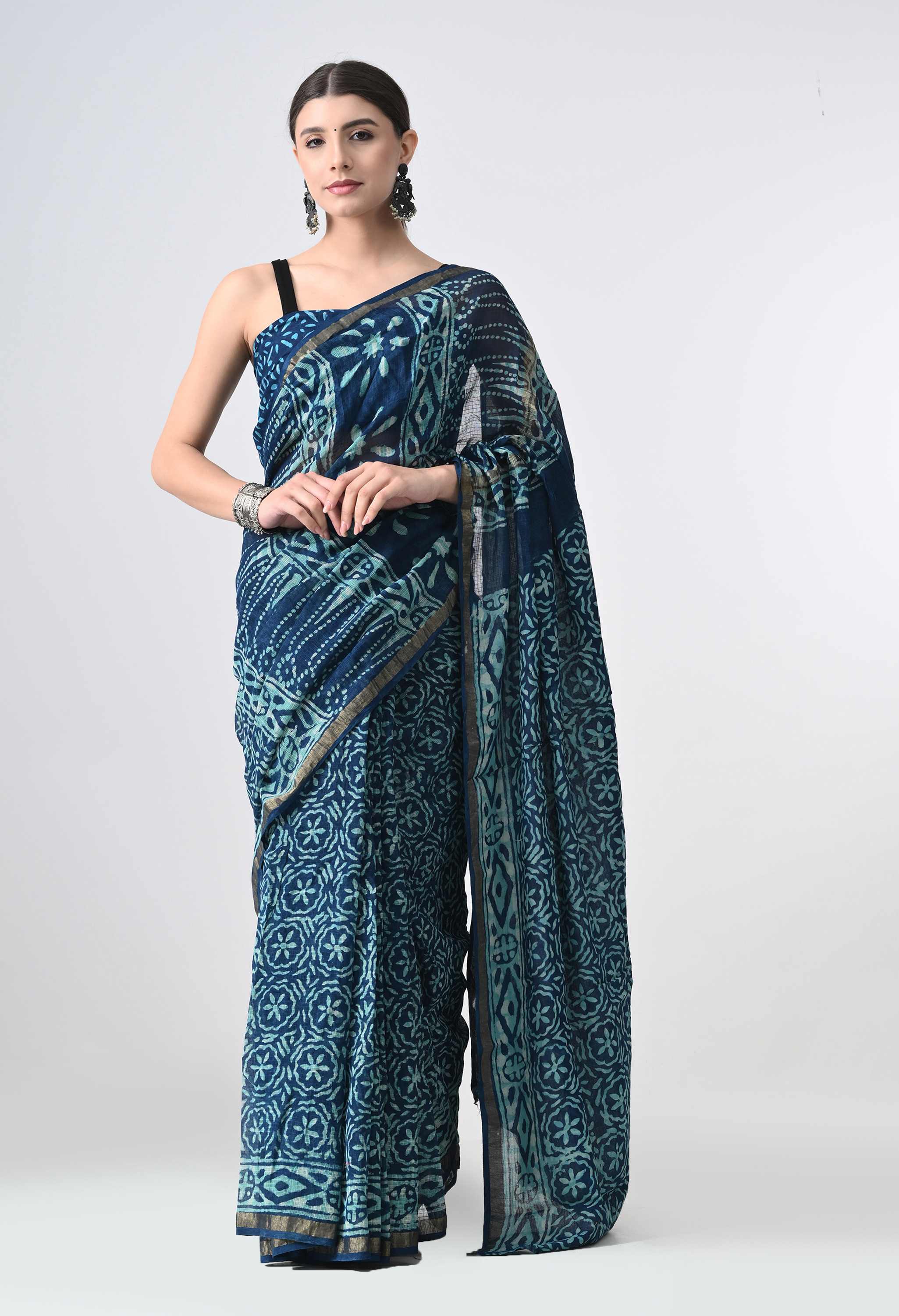  Kota Handblock Blue Saree