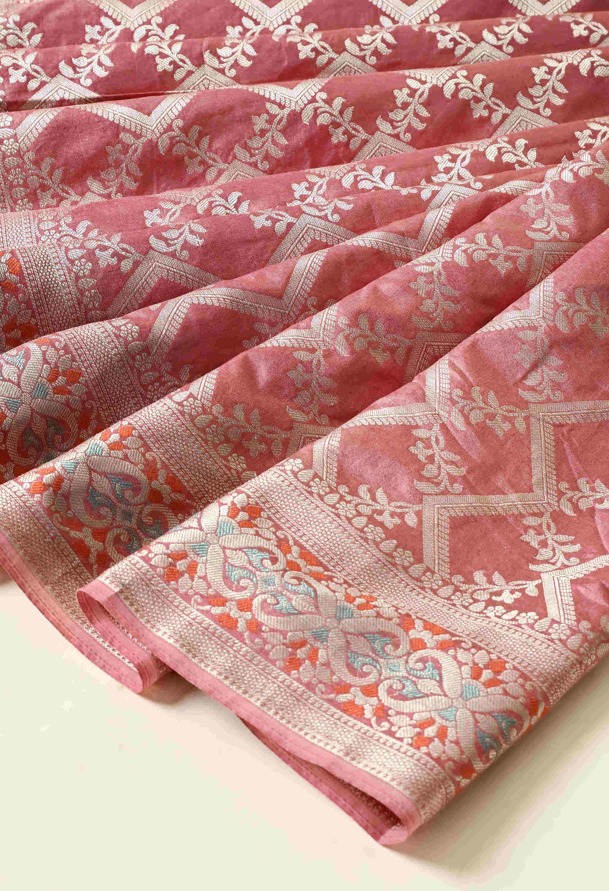 Best Party Wear Peach Silk Saree