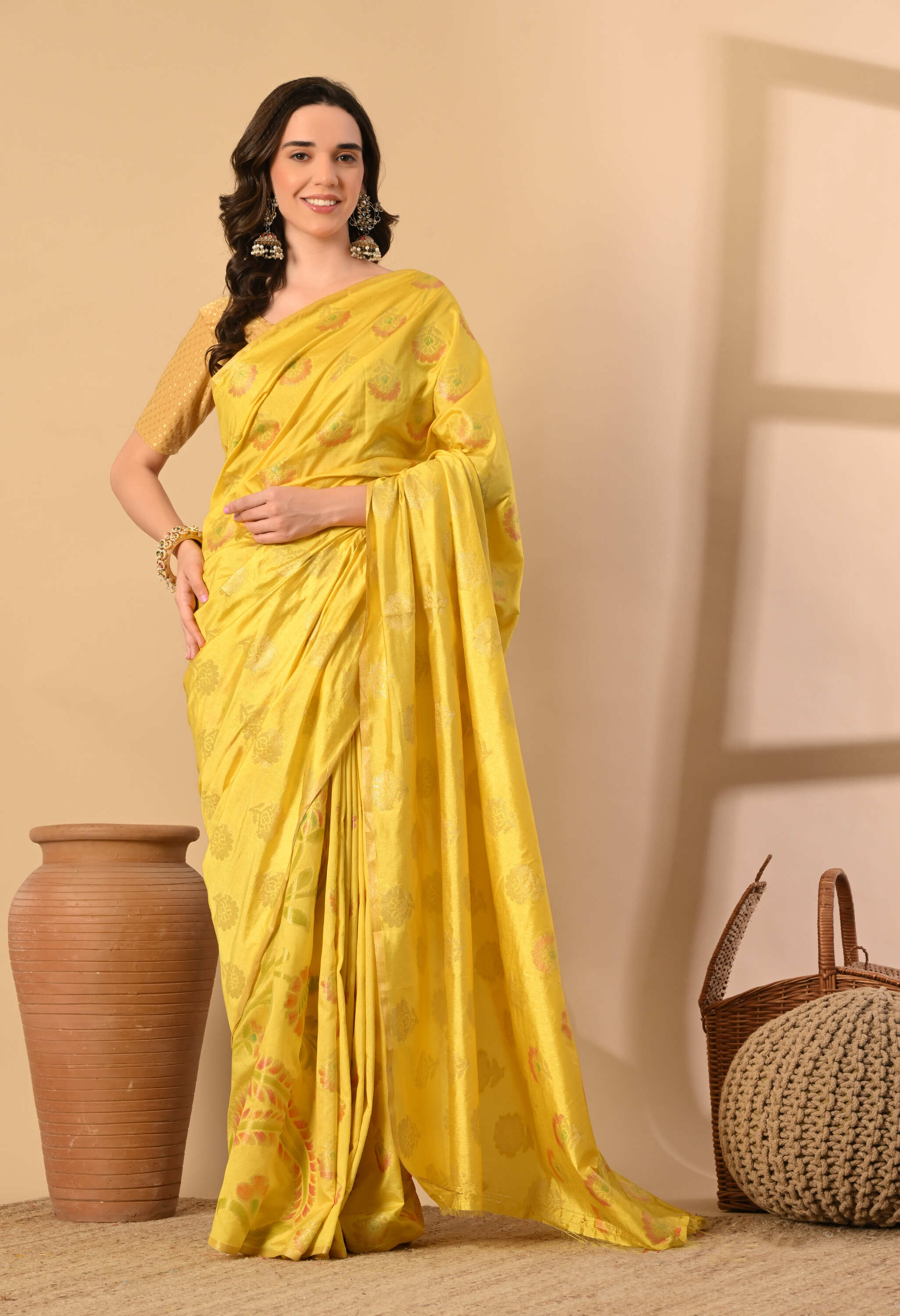 Best Party Wear Silk yellow Saree 