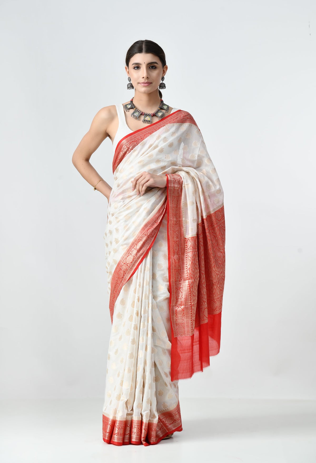 Best Party Wear White Silk Saree
