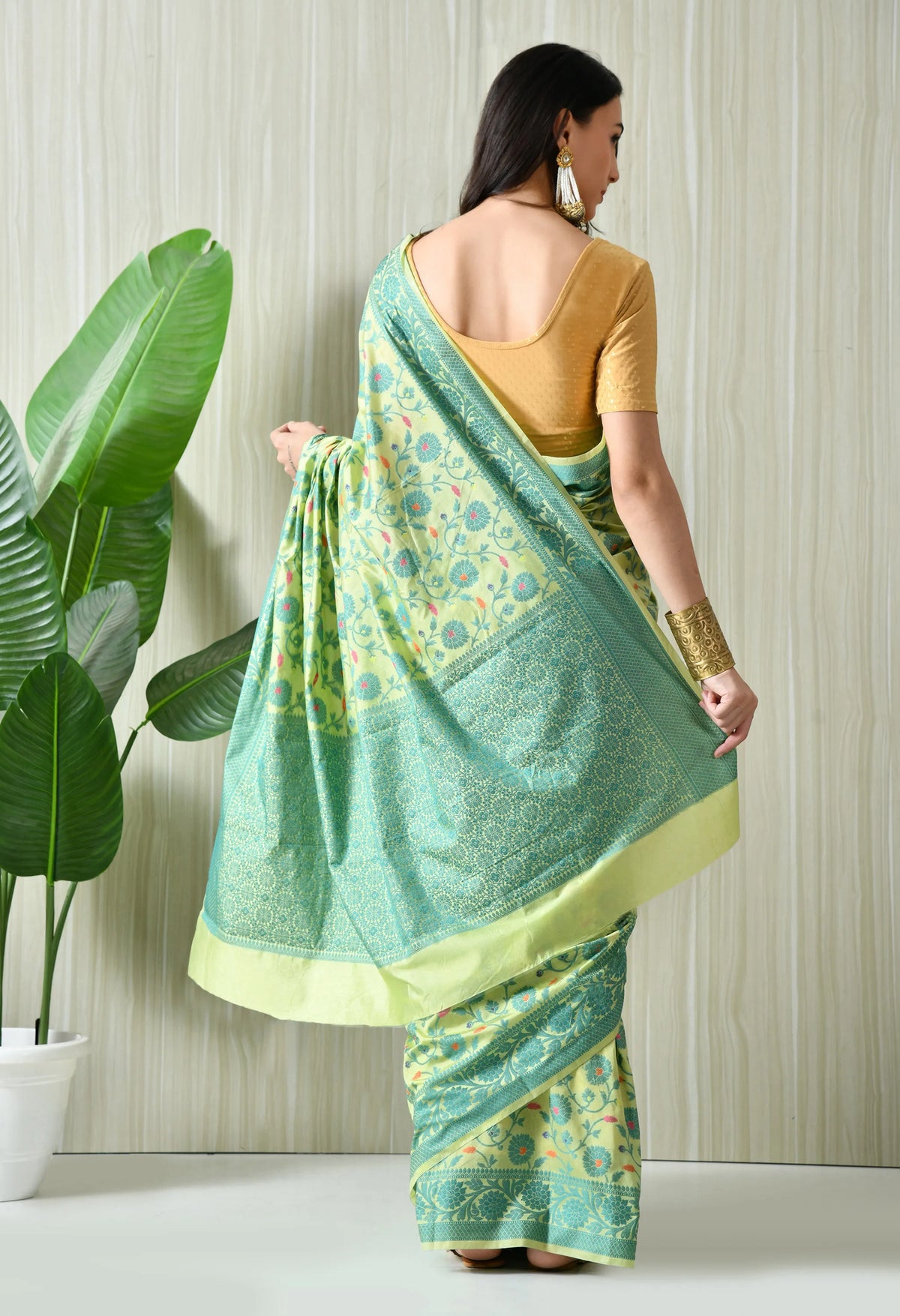 Best rakhi gifts for sister 2025 yellow silk saree
