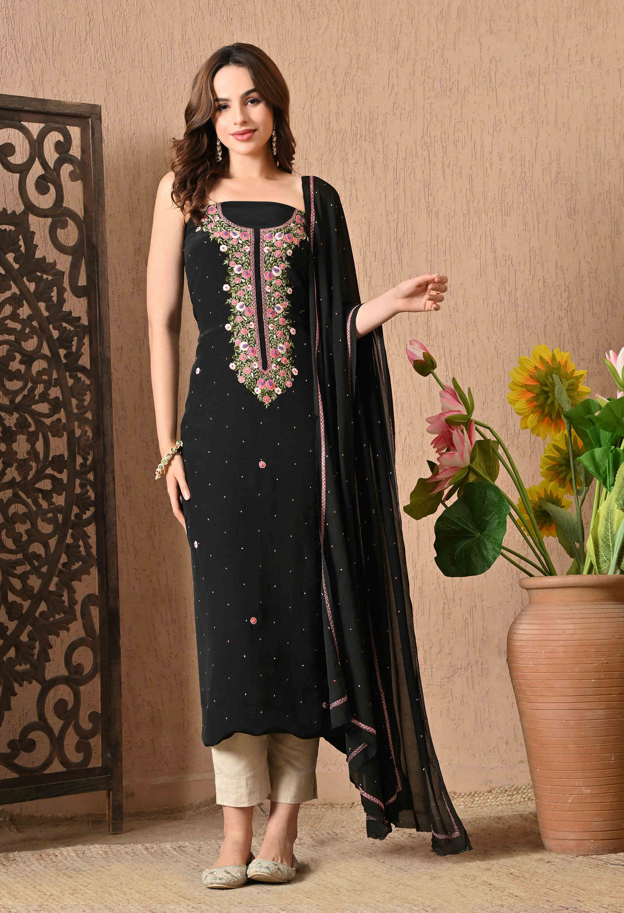 Handwork Crepe Suit Sets