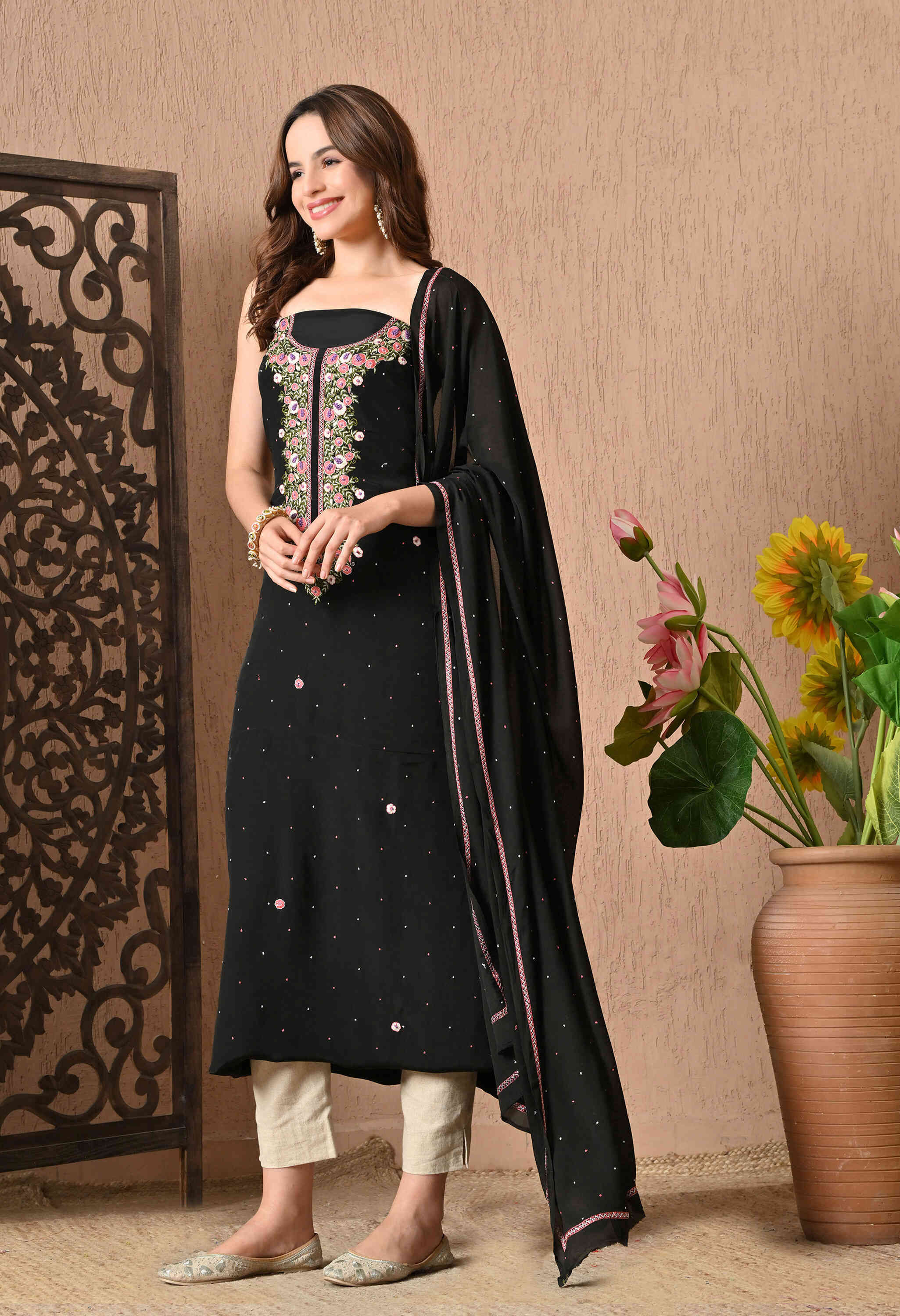 Handwork Crepe Suit Sets