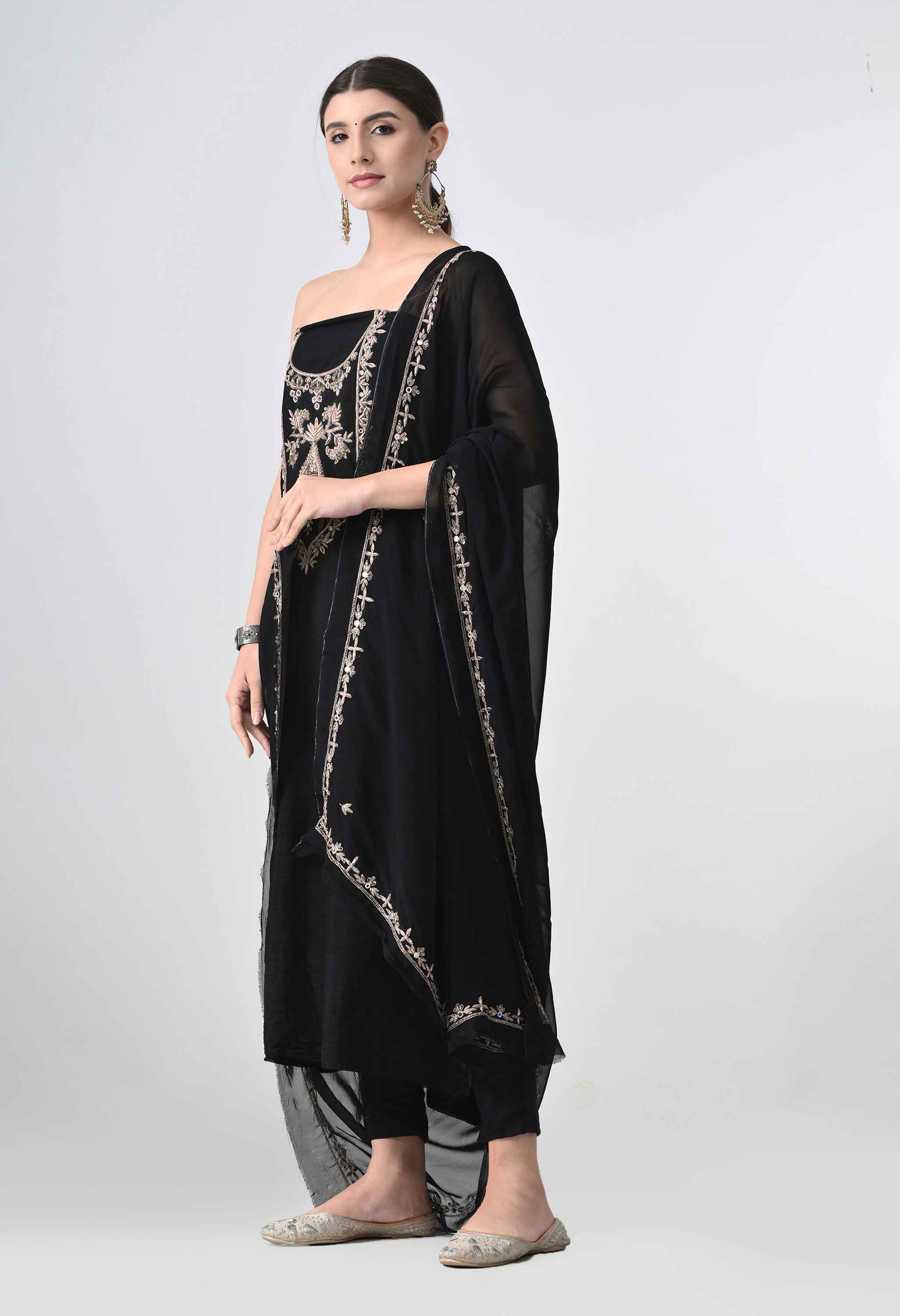 Raw silk salwar suit with dupatta