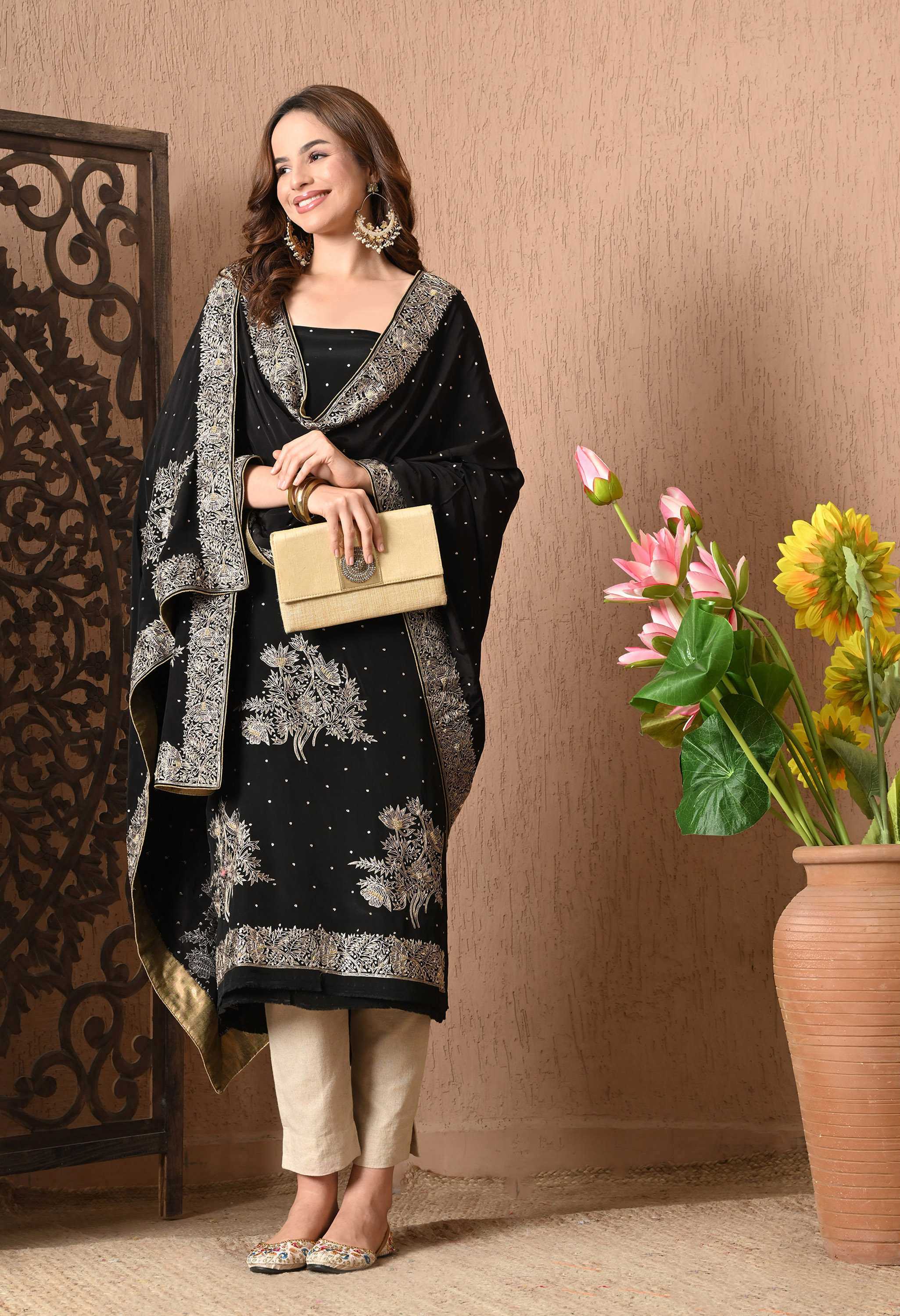 crepe salwar suit for women