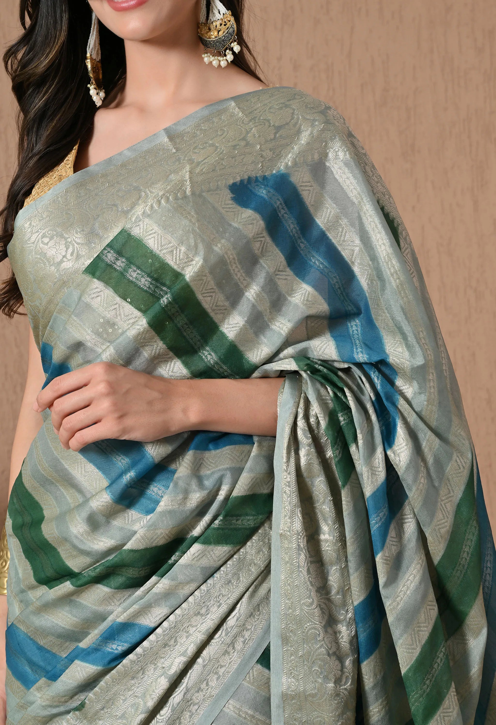 Blue Multicolor Silk Saree