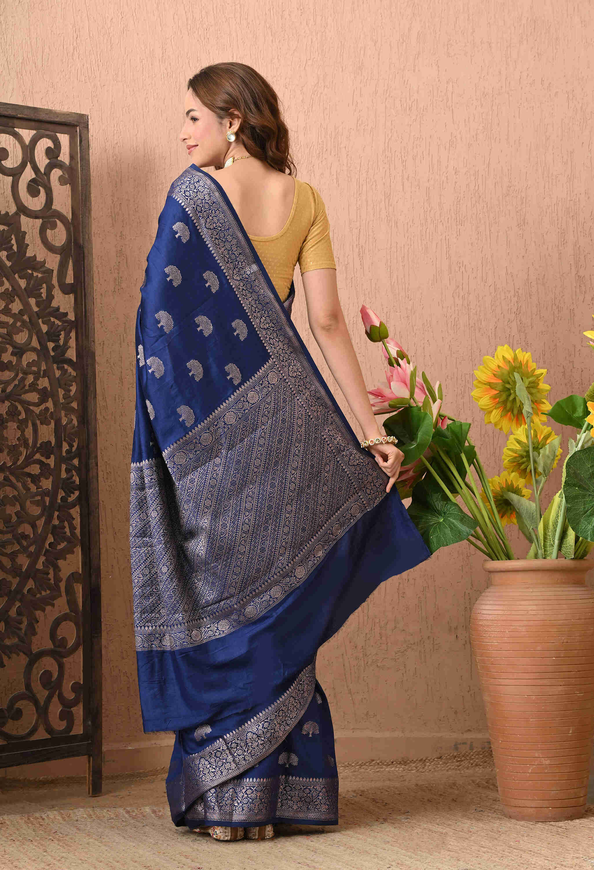 Banarasi silk Blue Saree jari Weave