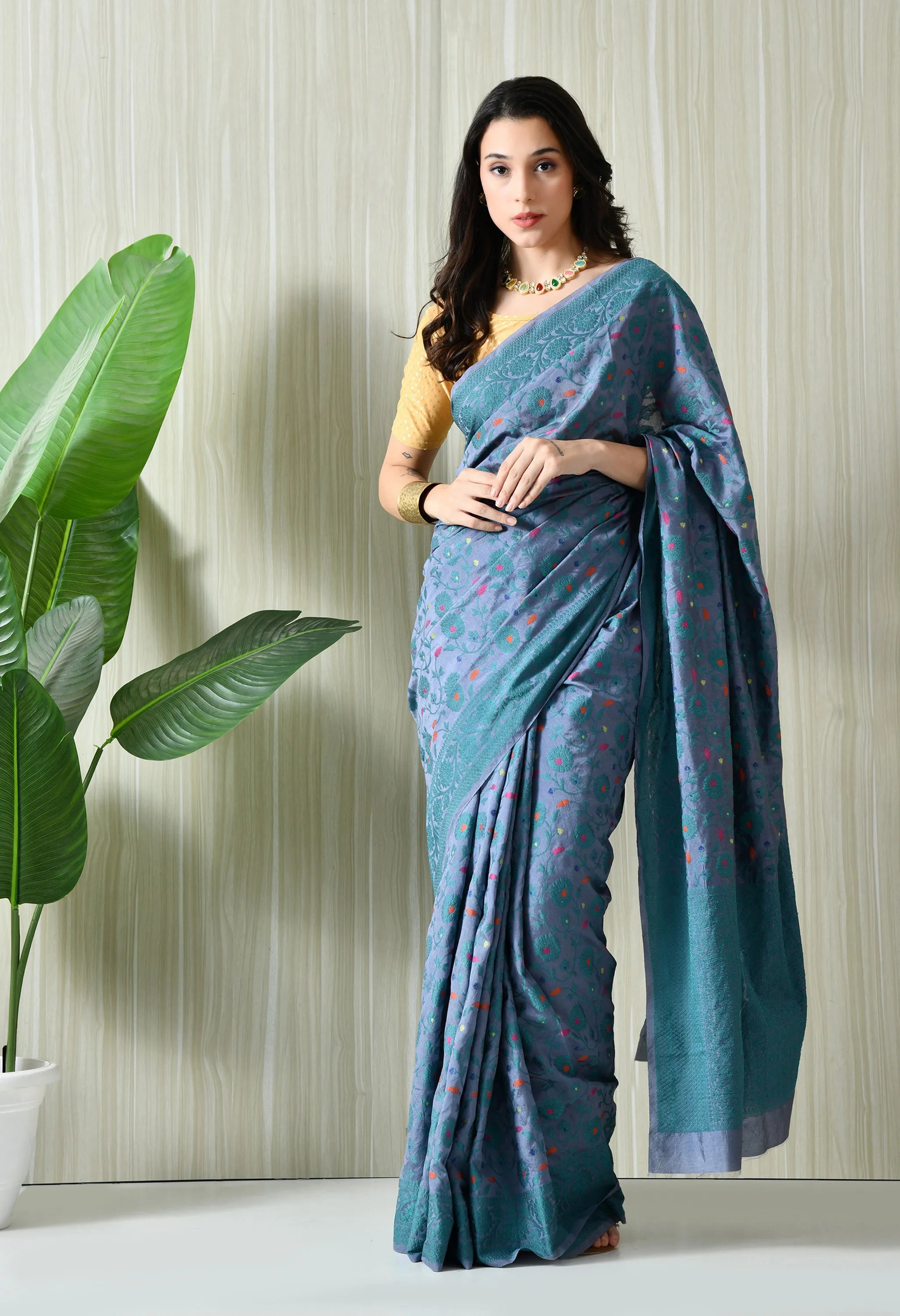 Blue silk saree Online Tilphi Design