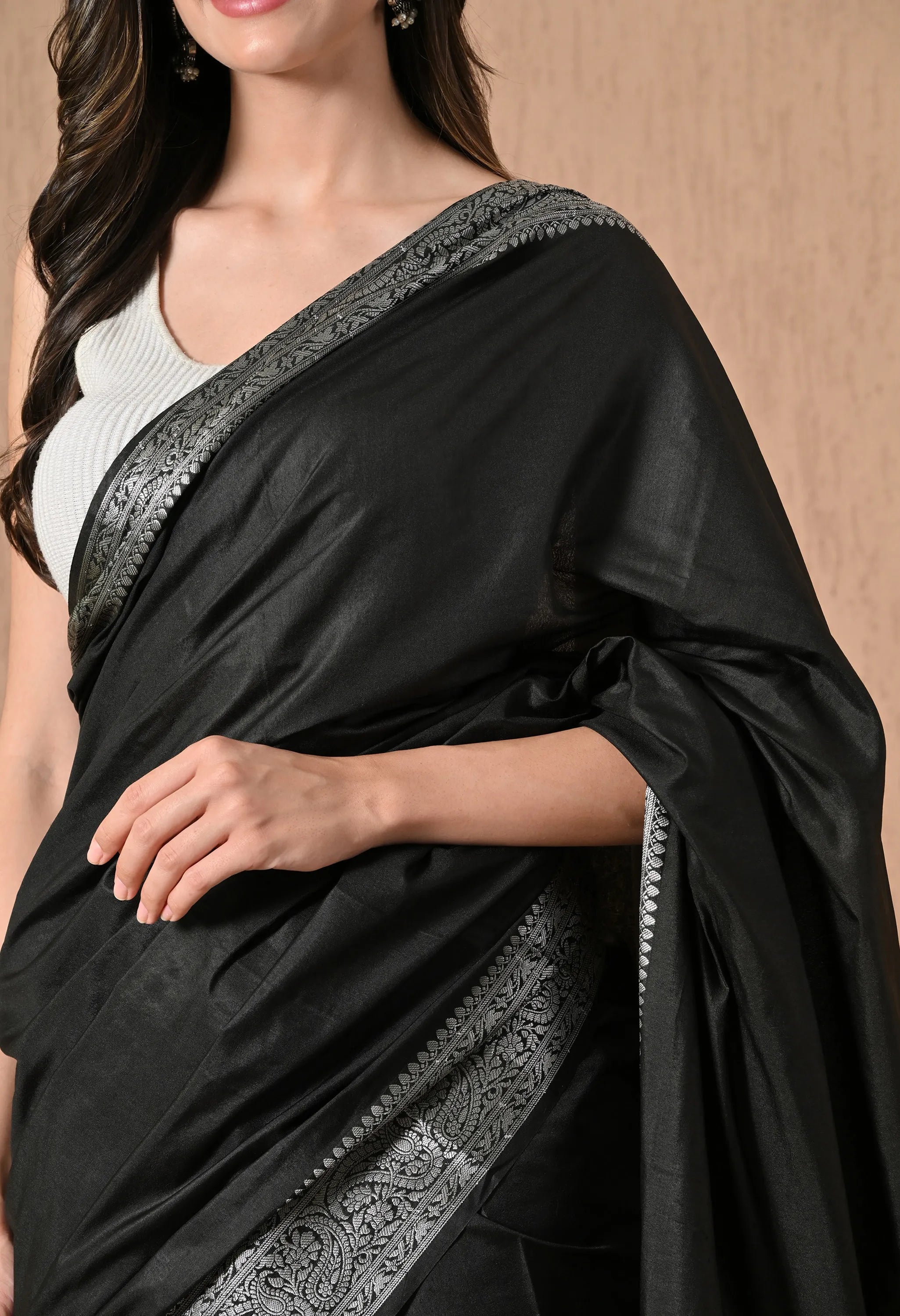 Designer black silk saree