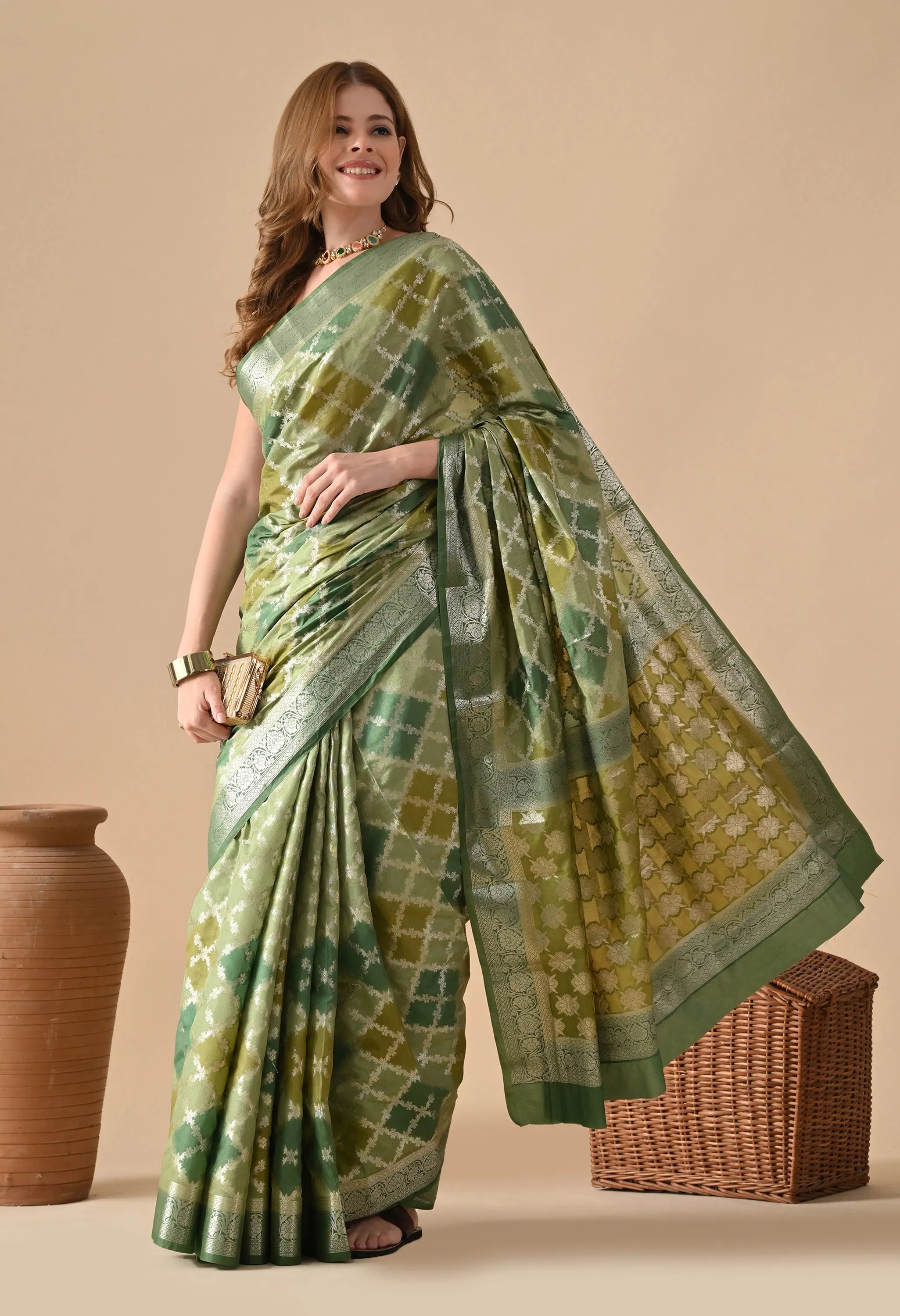 Green Multicolor Rangkat Silk Saree
