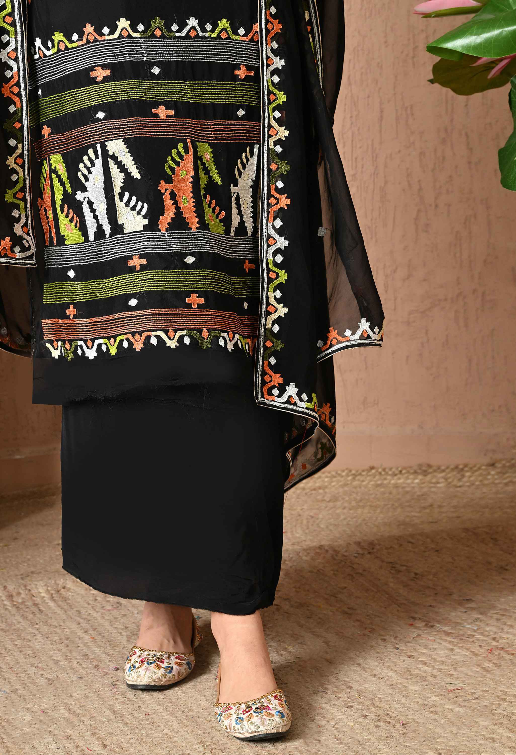 Handwork Pure Organza Black suit set