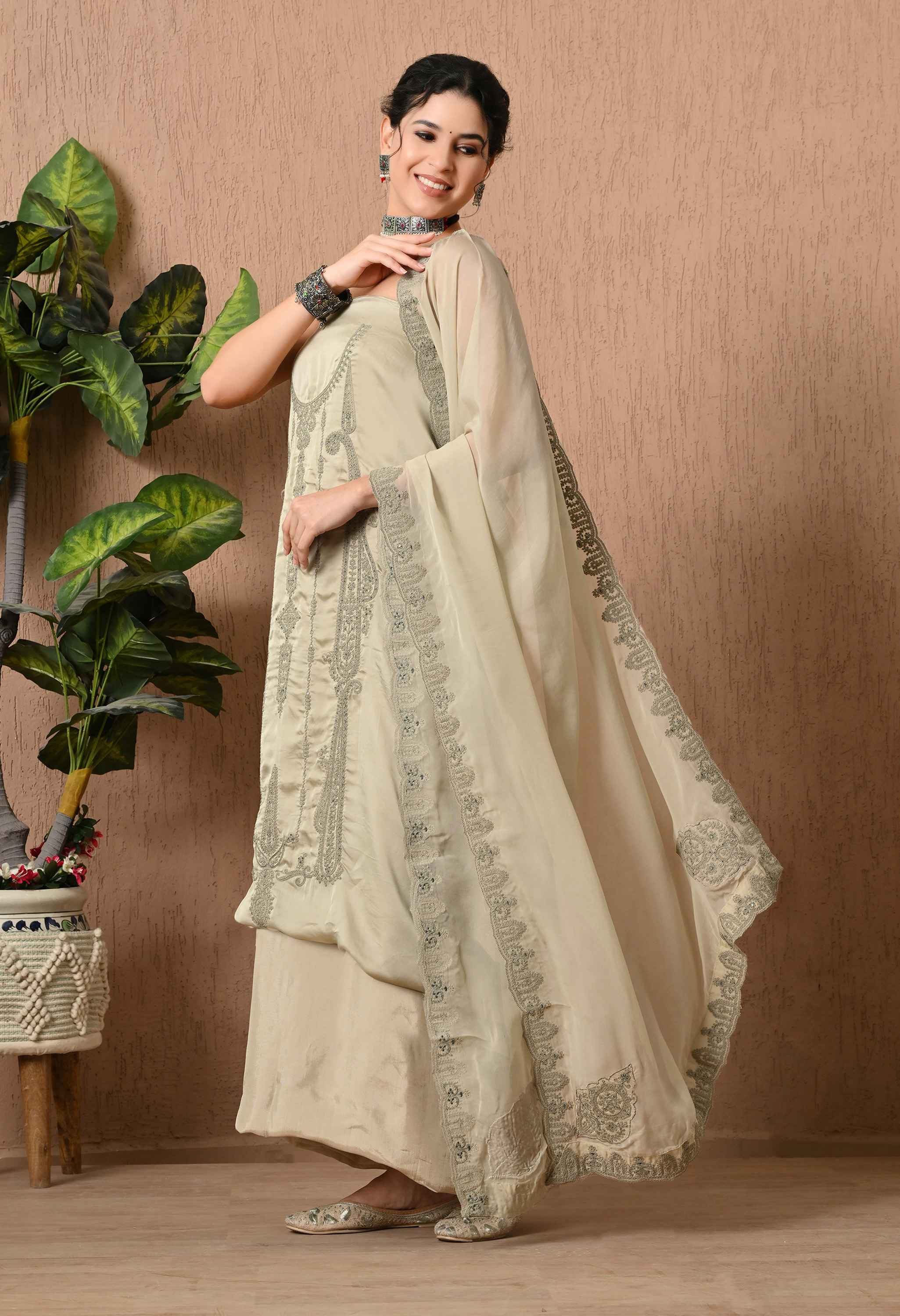 Organza satin salwar kameez