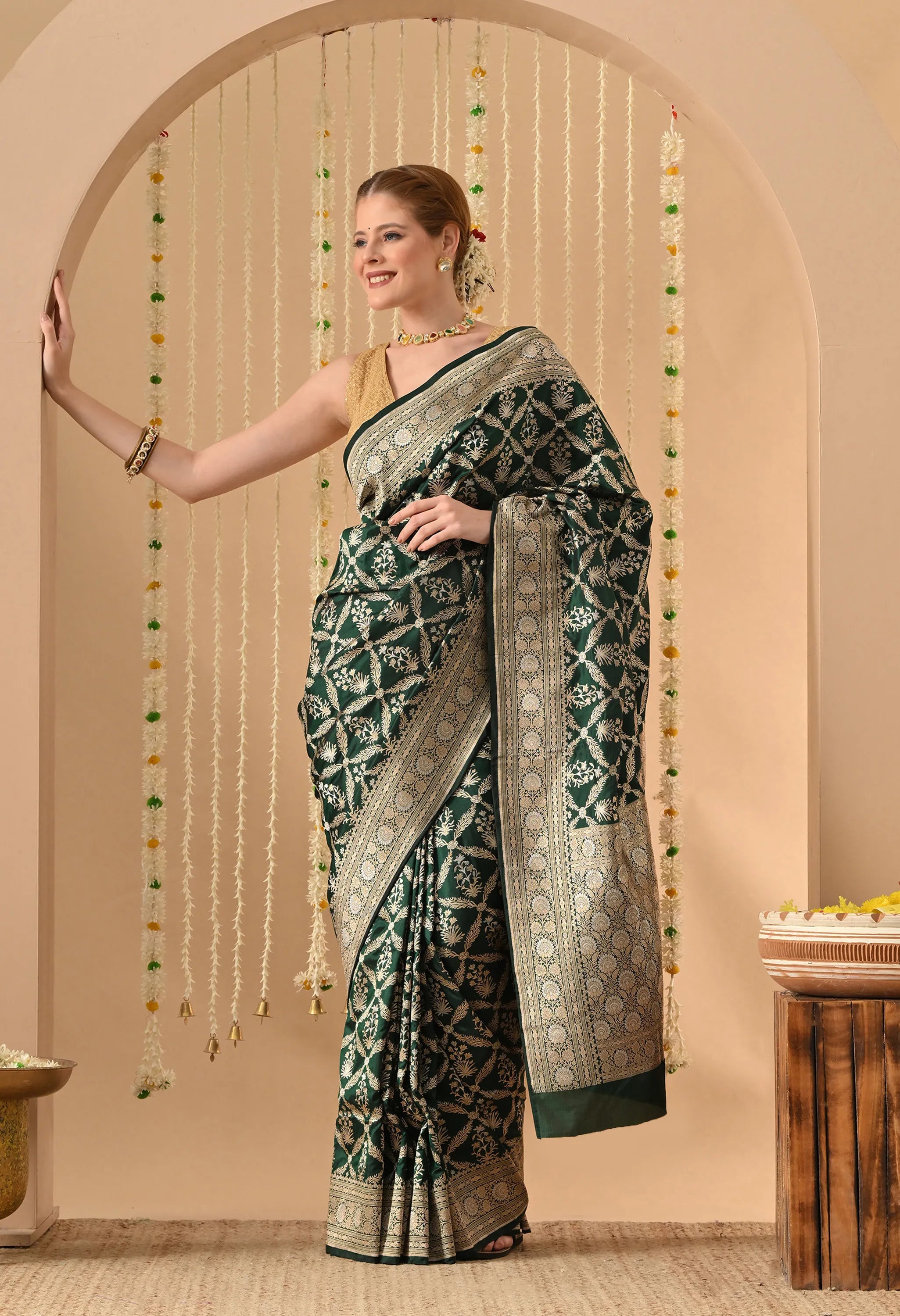 Pure Katan Silk Green Saree Online