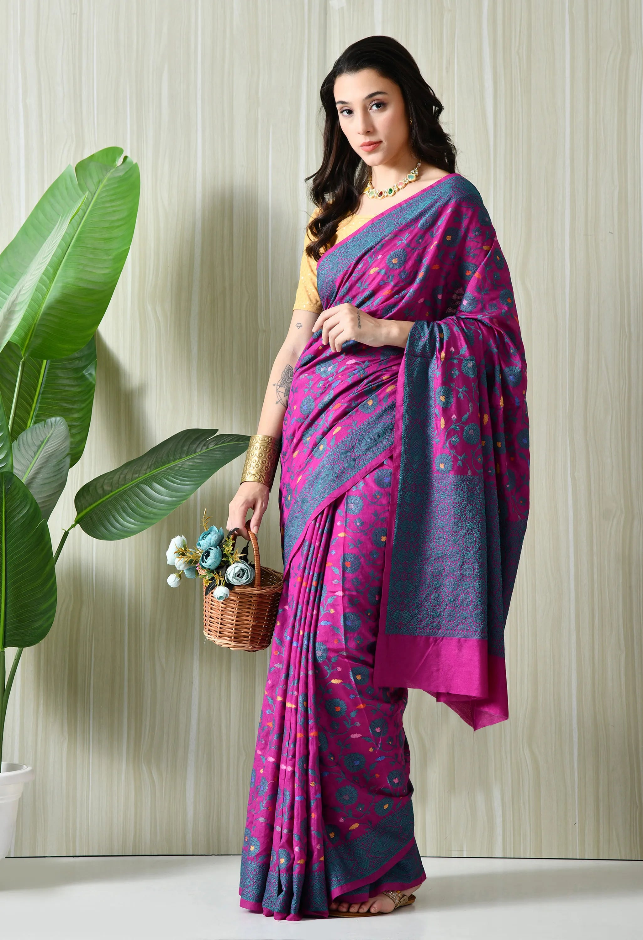 Purple silk saree Online