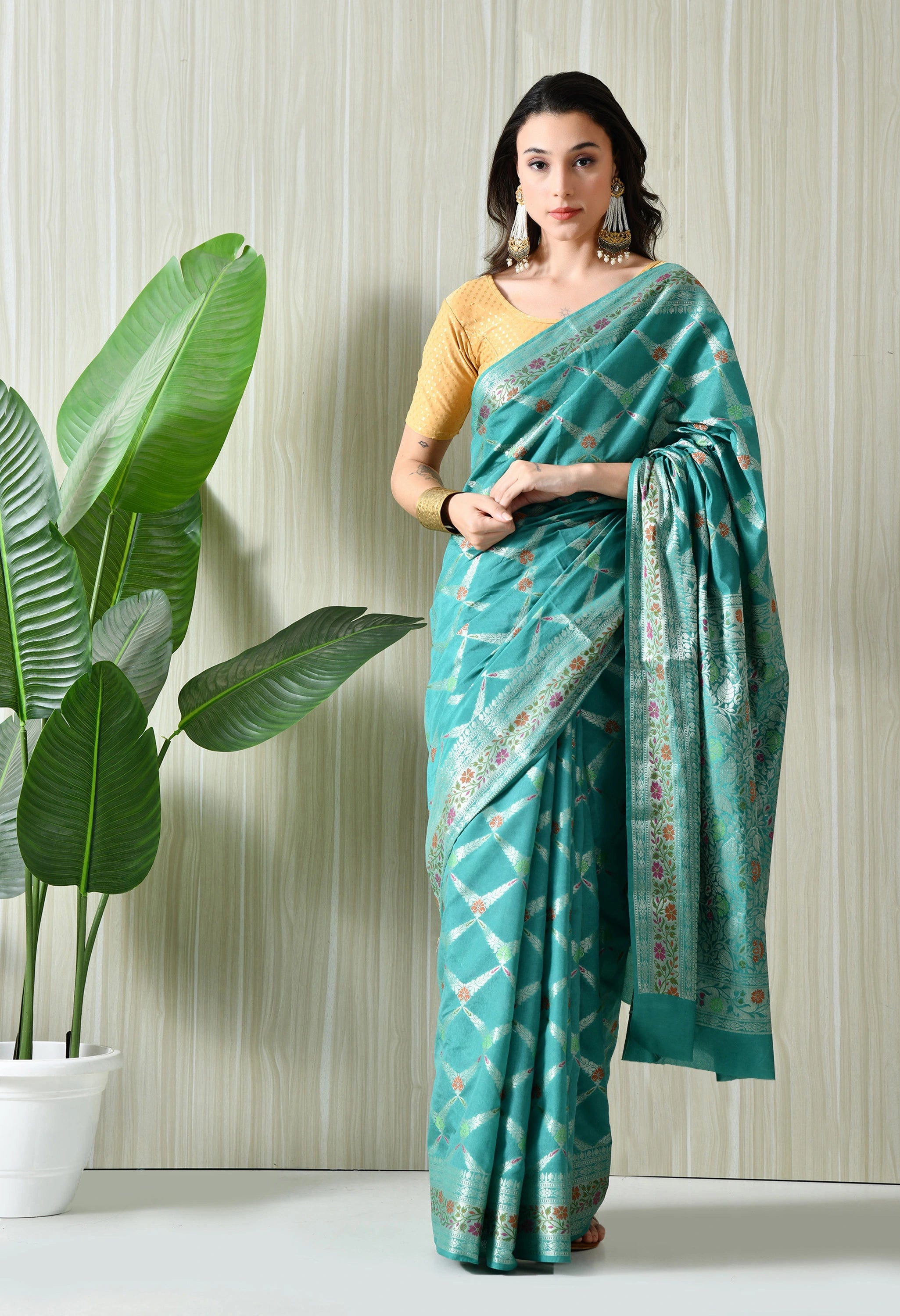 pure silk saree with blouse piece