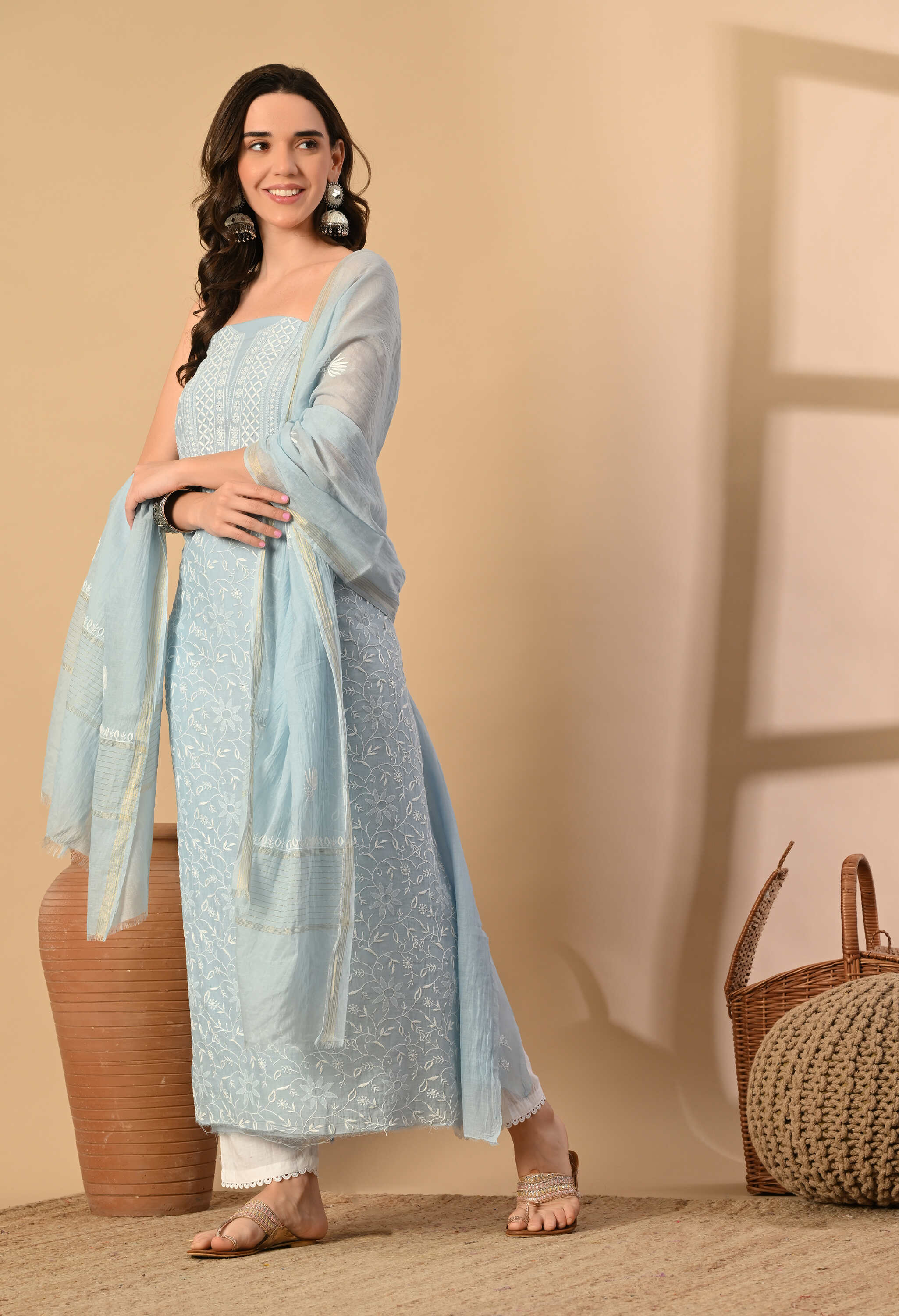 Chanderi Cotton Handwork suit