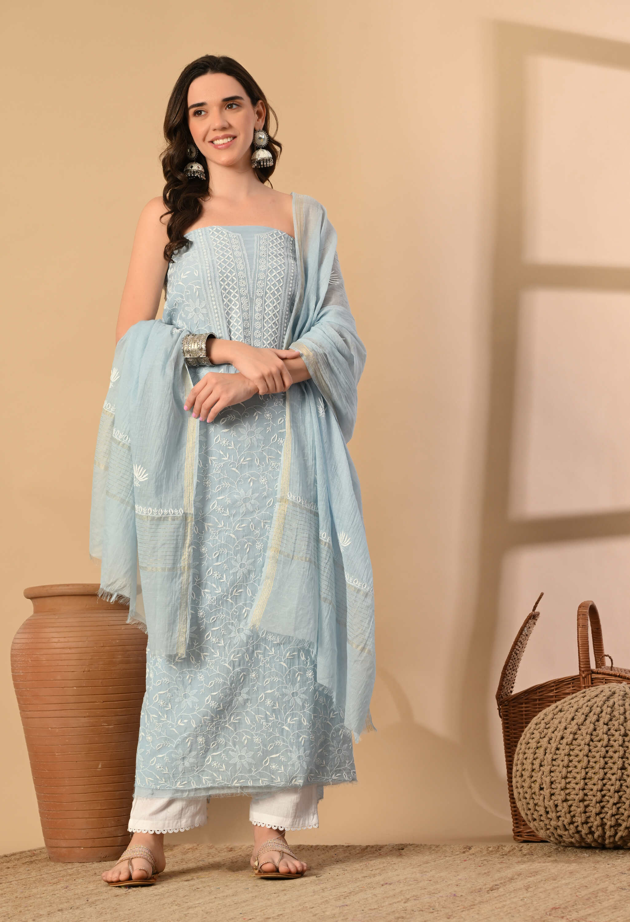 Chanderi Cotton Handwork suit