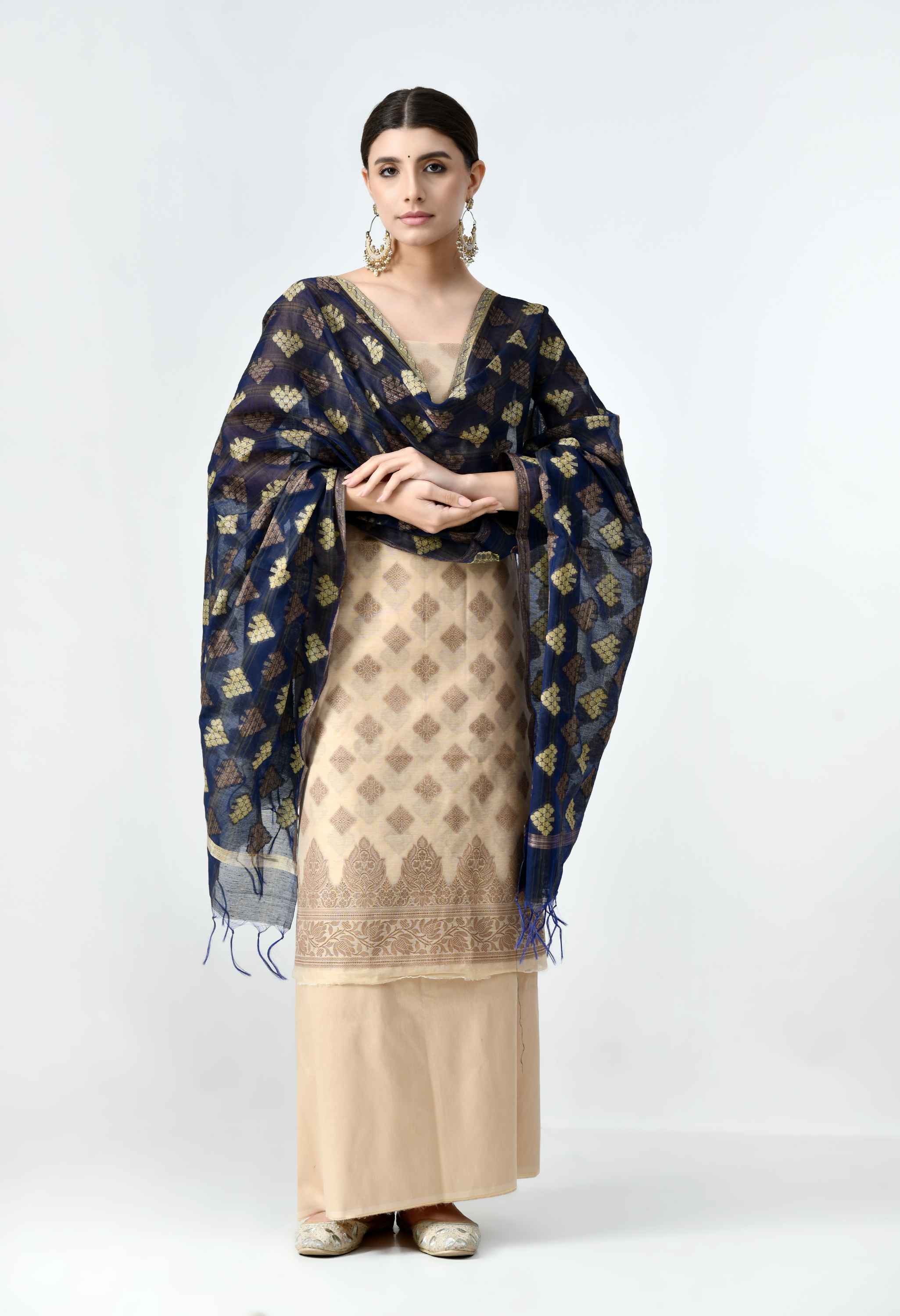 Chanderi cotton unstitched suit