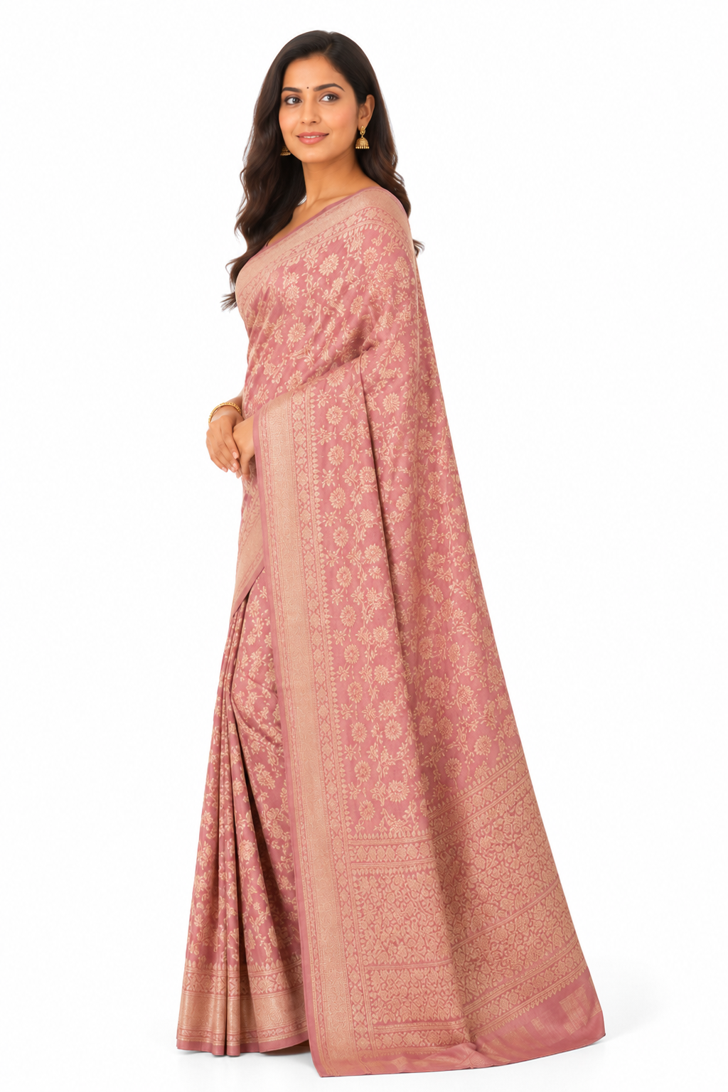 Pure Katan Silk Banarasi Handloom Saree with Gold Zari Work