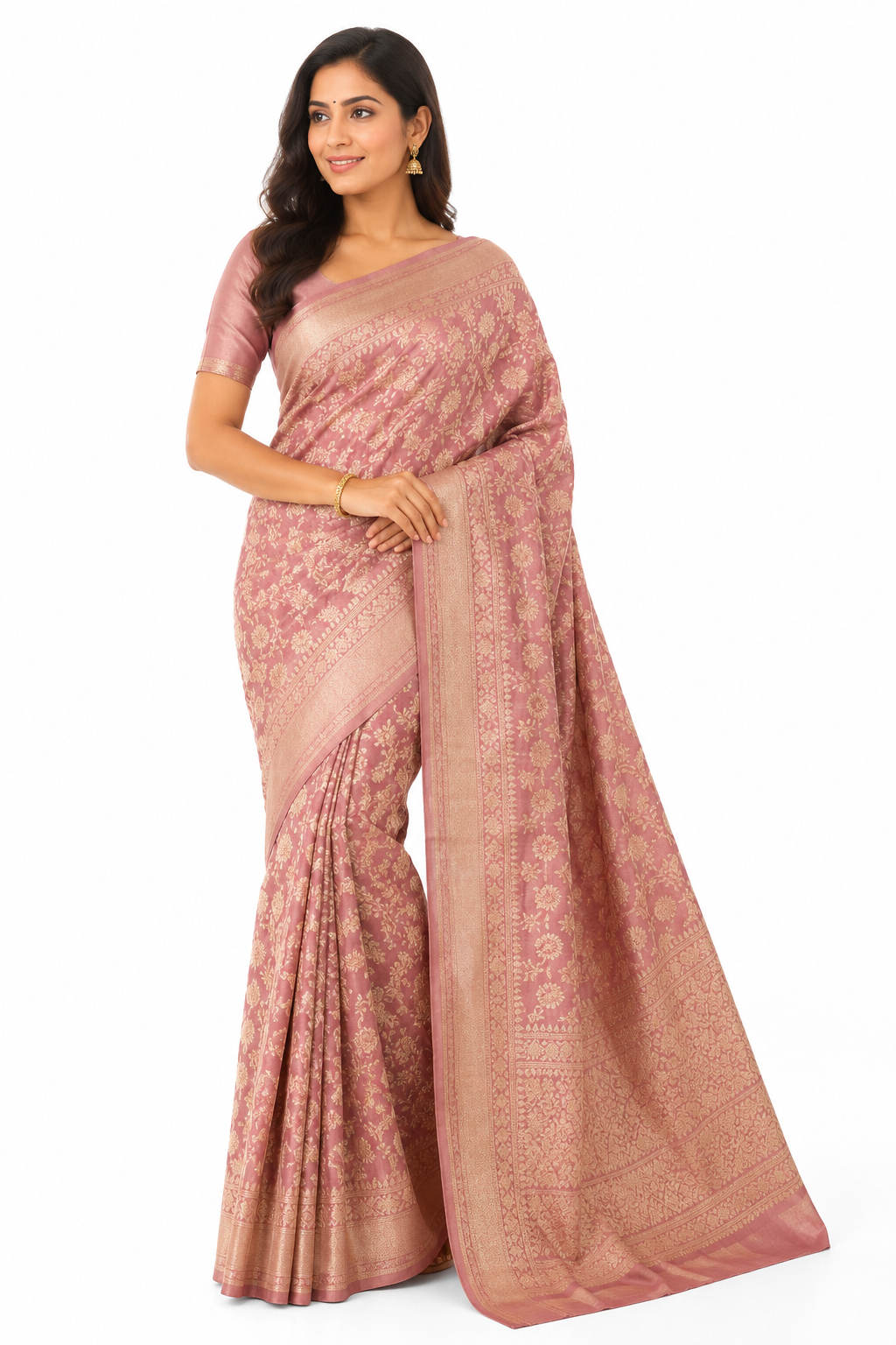 Pure Katan Silk Banarasi Handloom Saree with Gold Zari Work