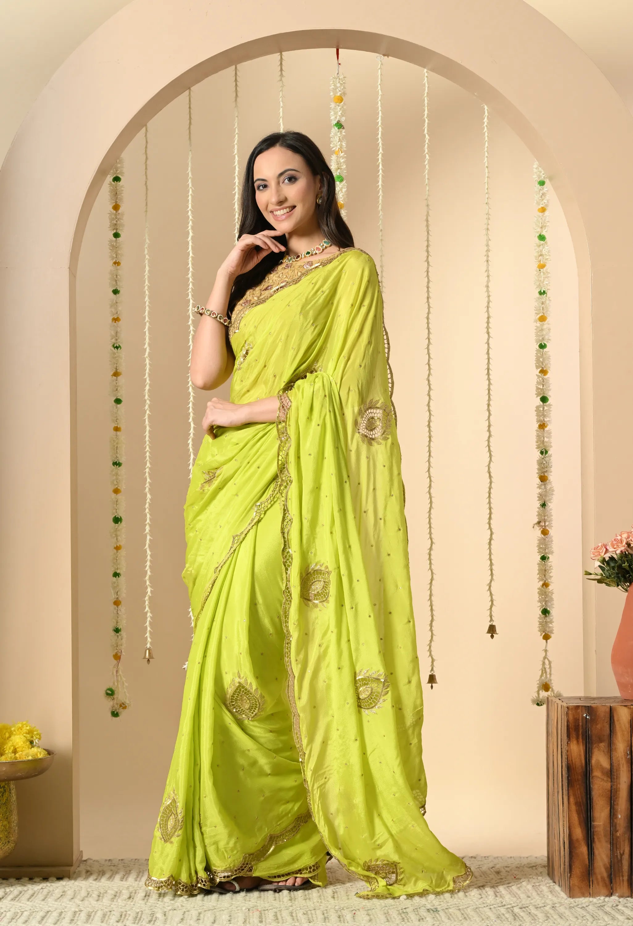 Chiffon Hand Embroidery Saree