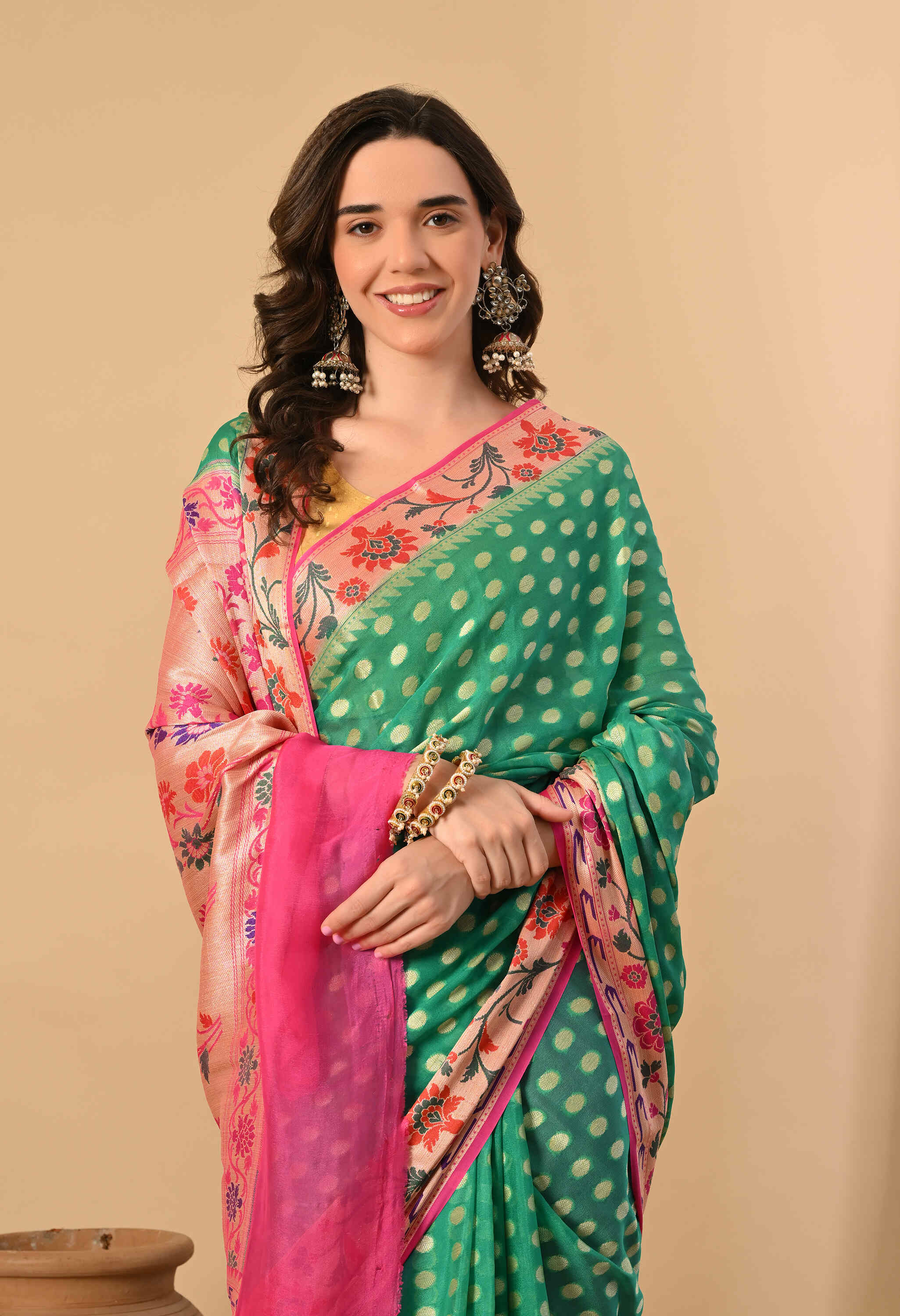 Handloom khadi chiffon saree