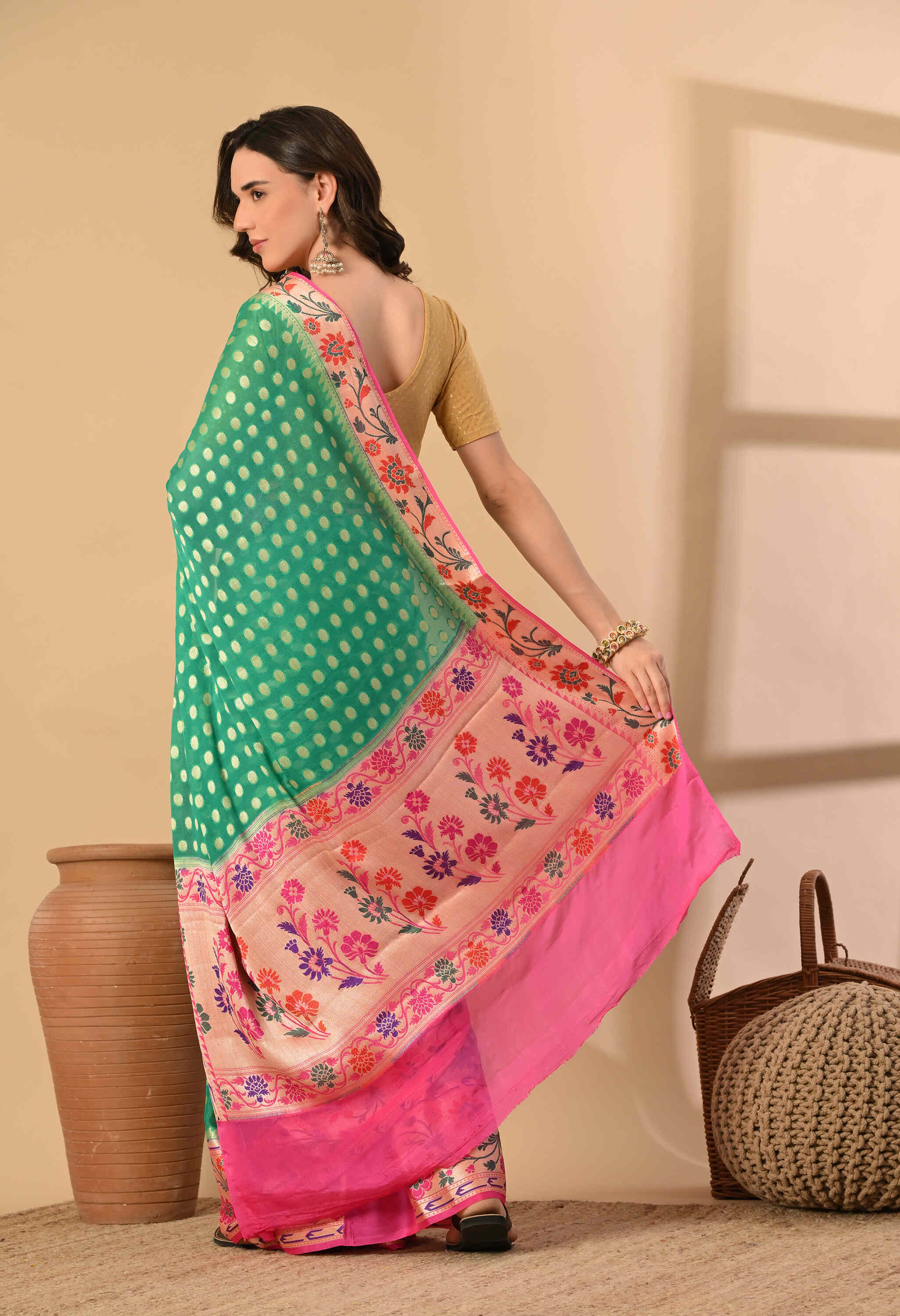 Handloom khadi chiffon saree