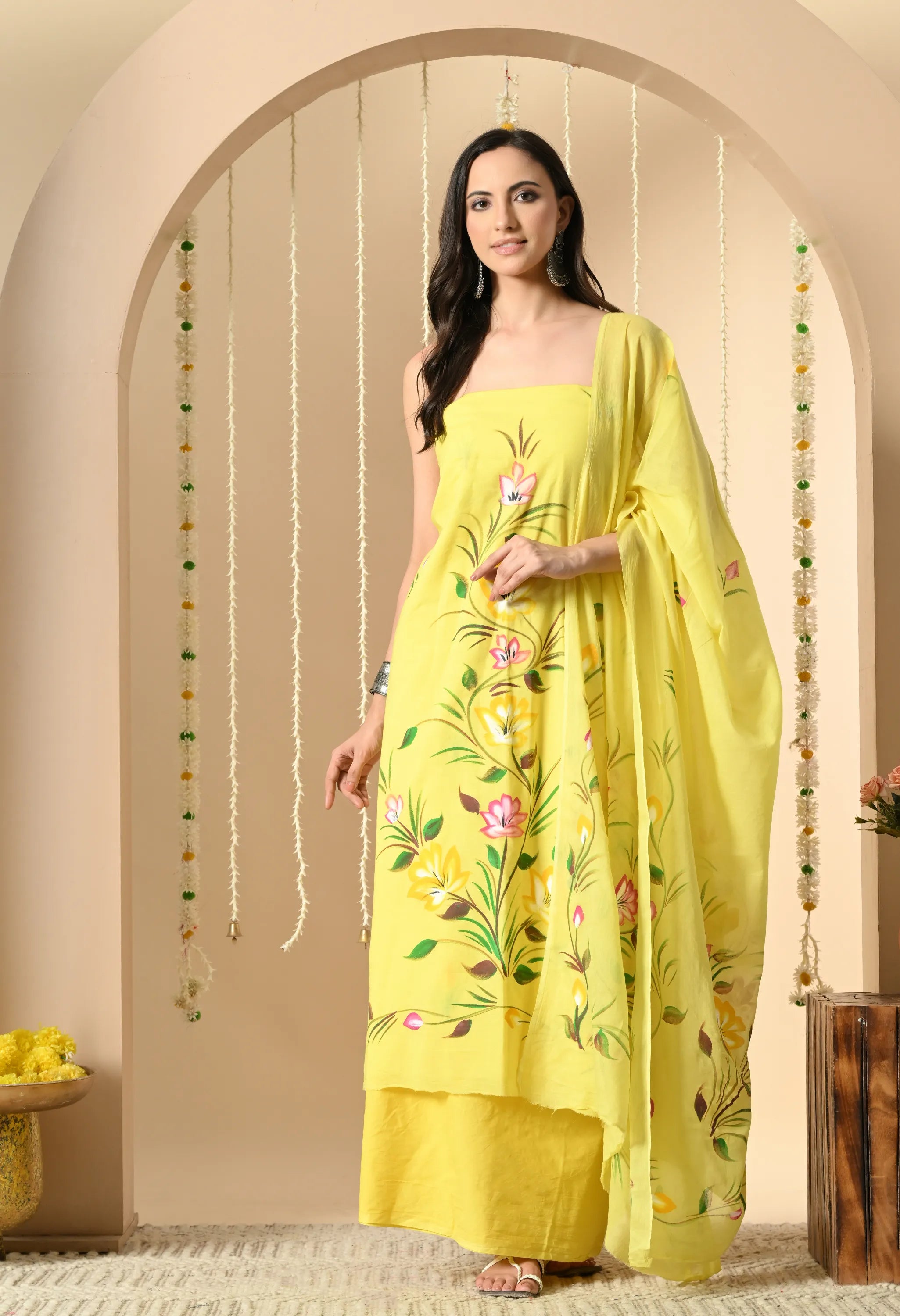 Cotton salwar suit with floral print