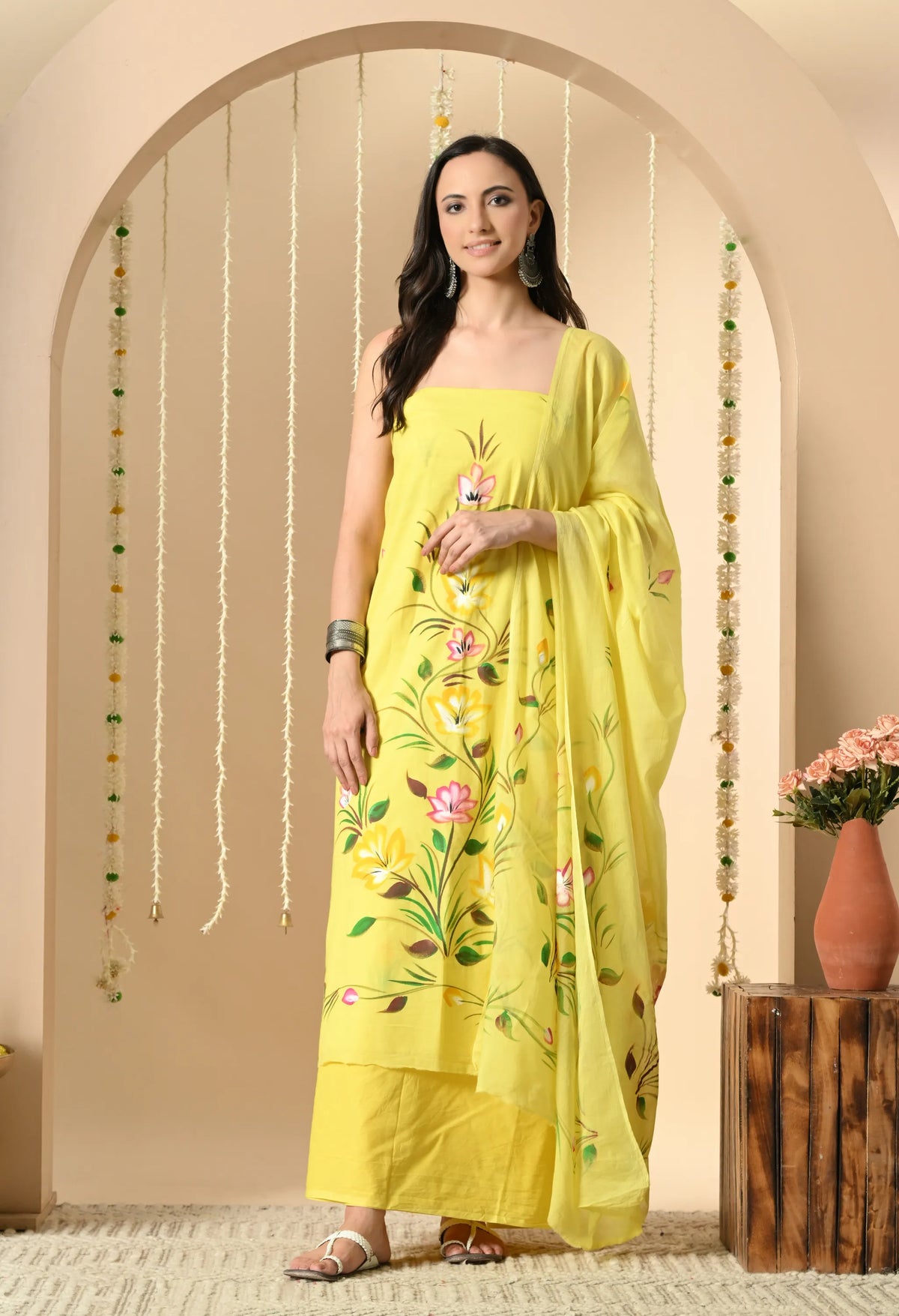 Cotton salwar suit with floral print