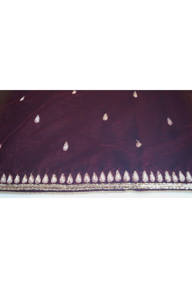 Velvet Shawl with Zardosi Work