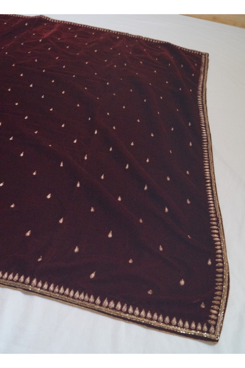 Velvet Shawl with Zardosi Work