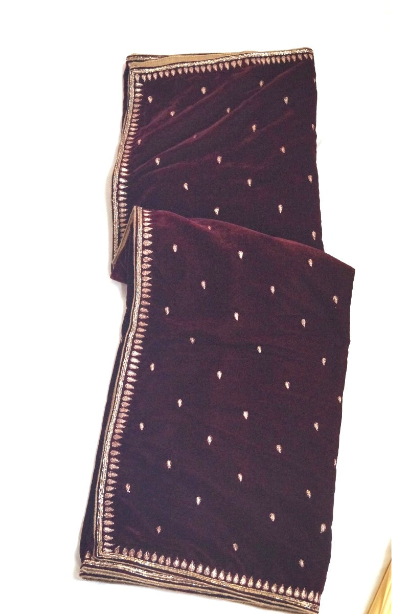 Velvet Shawl with Zardosi Work
