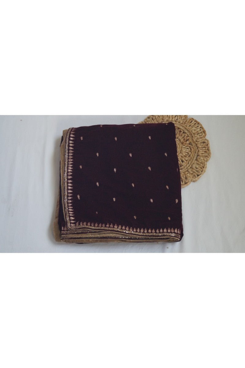 Velvet Shawl with Zardosi Work