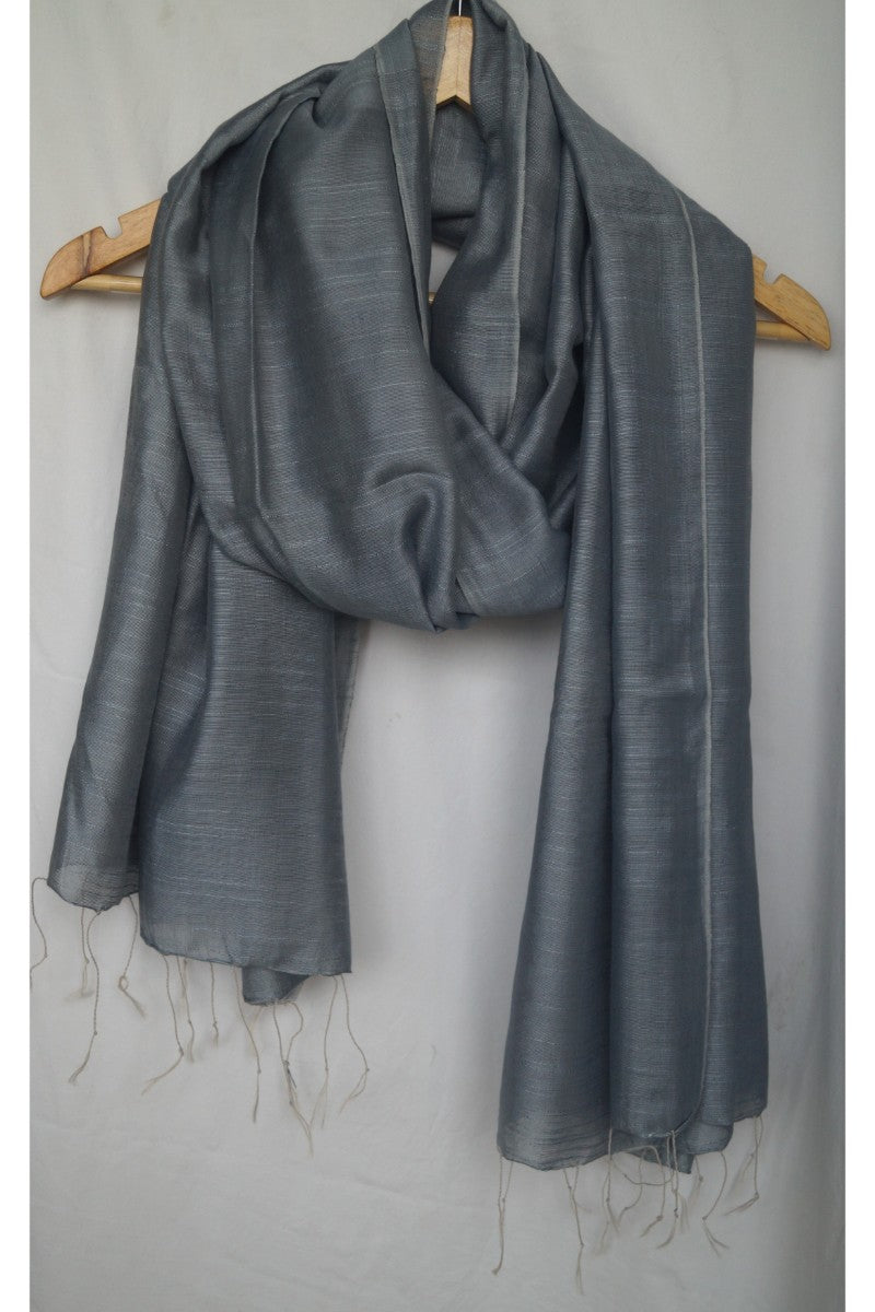Unisex Steel Gray Wool Scarf