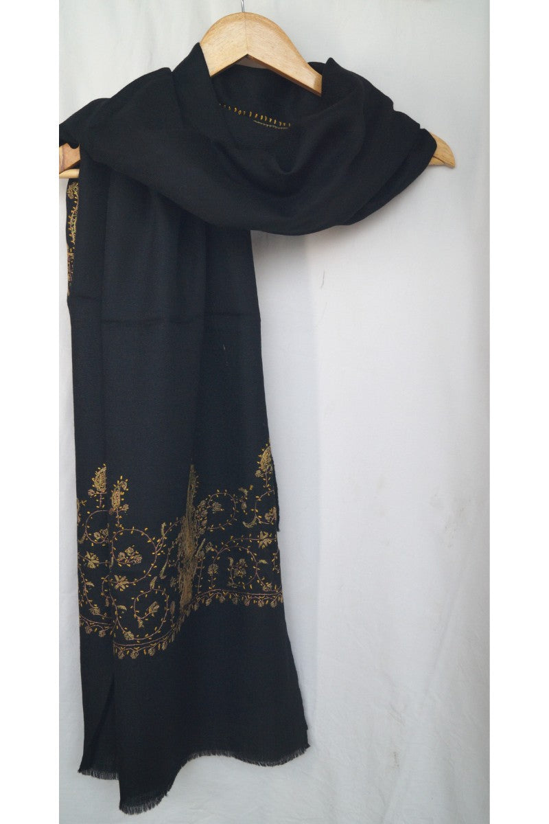 Women's Handmade Black Wool Shawl