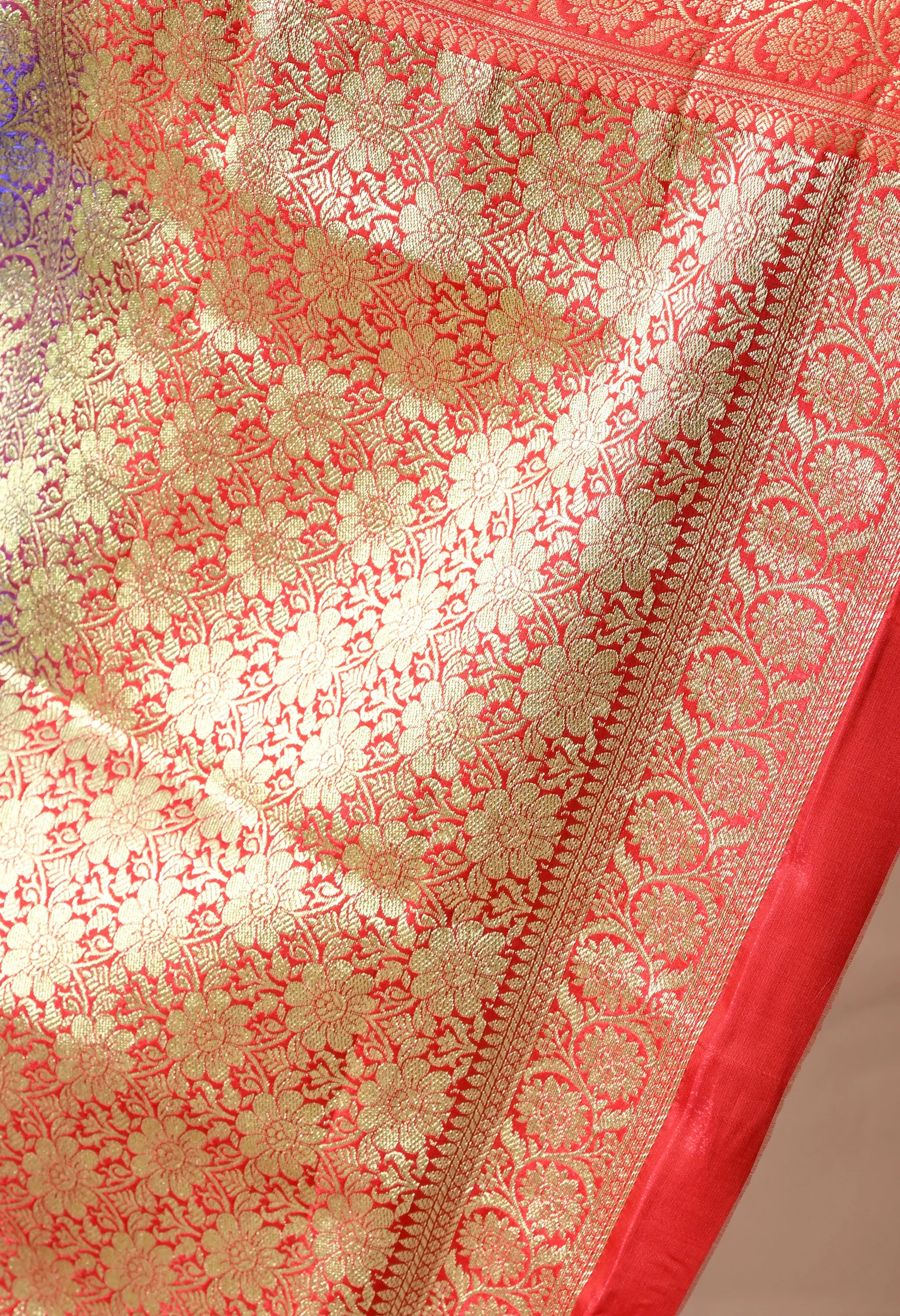 Royal Blue & Gold-Toned Woven Design Silk Blend Banarasi Saree