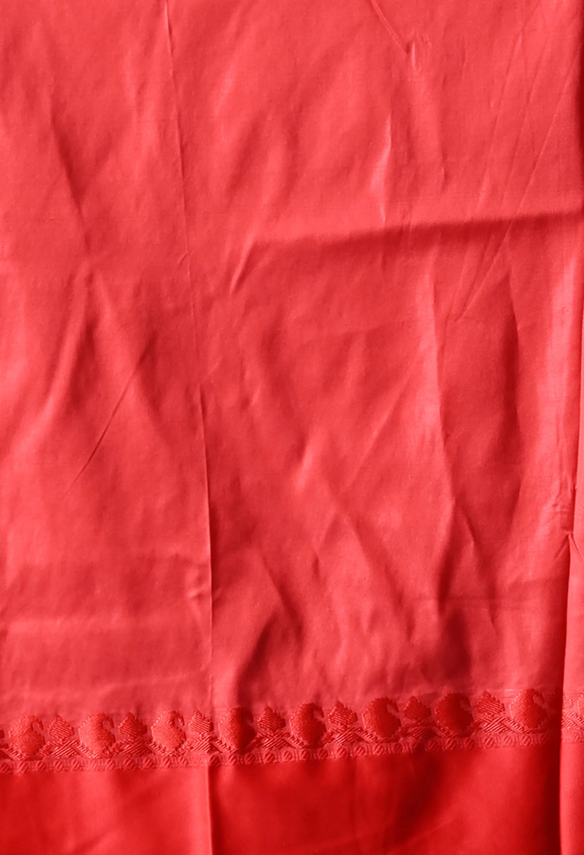 Off-White & Red Woven Design Silk Blend Banarasi Saree with Zari Border