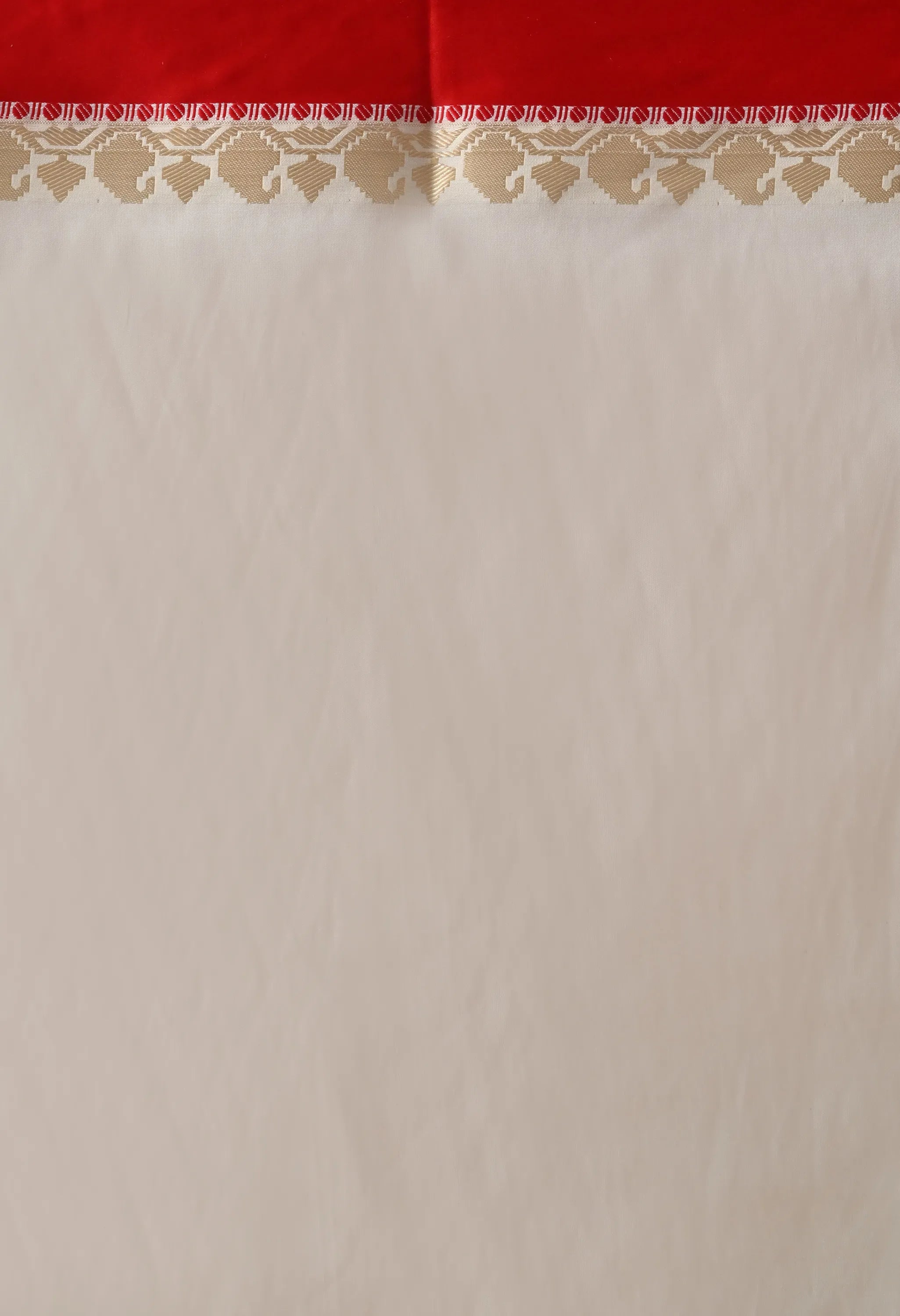 Elegant Ivory & Red Silk Blend Saree with Zari Border