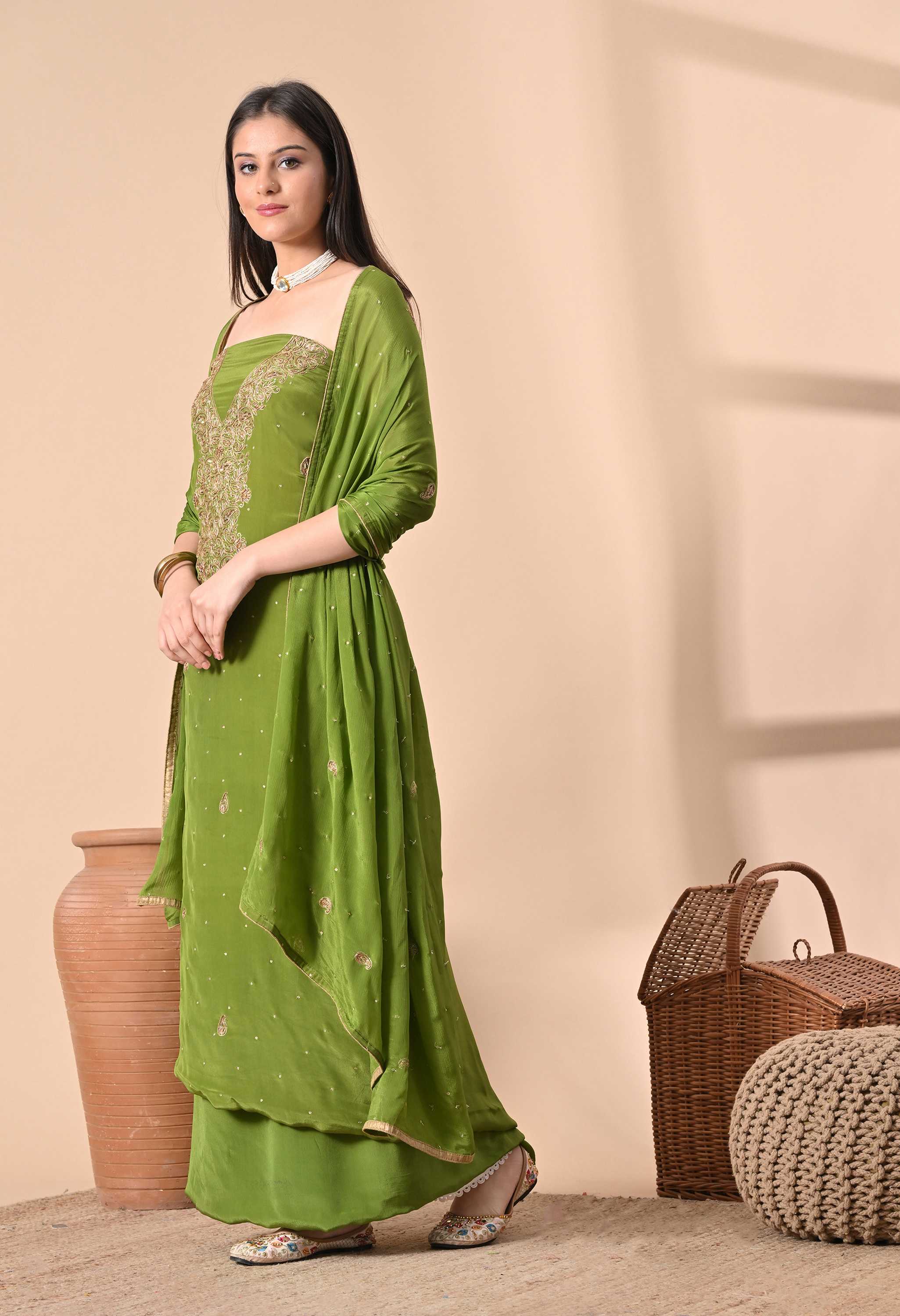 Pure Crepe handwork Suit Set