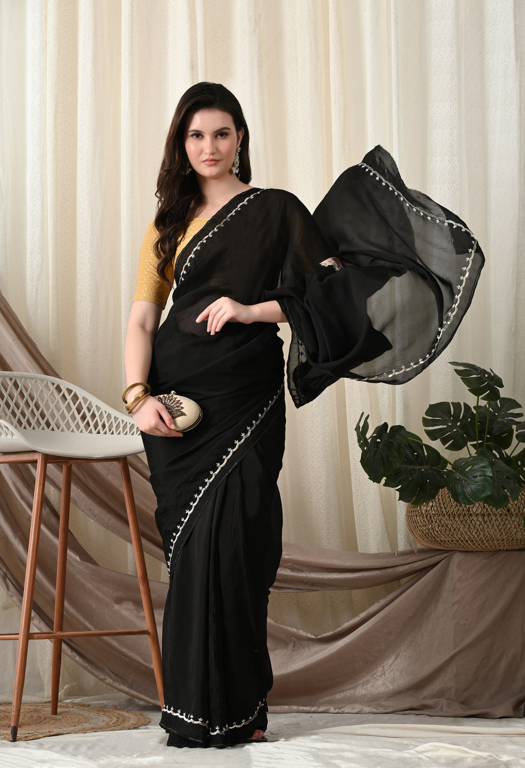 Best Party Wear Black Organza Saree