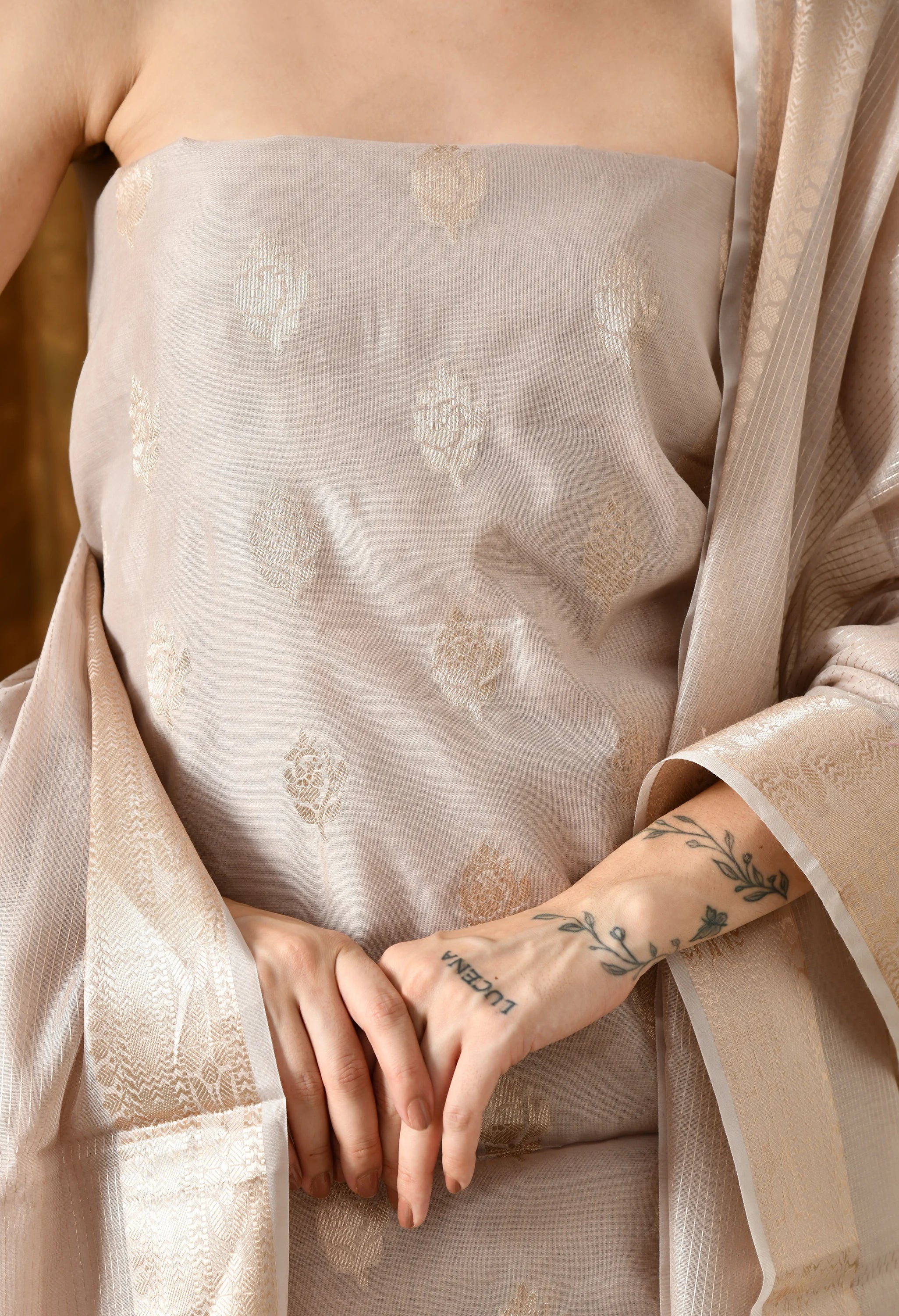 Designer chanderi cotton suit set