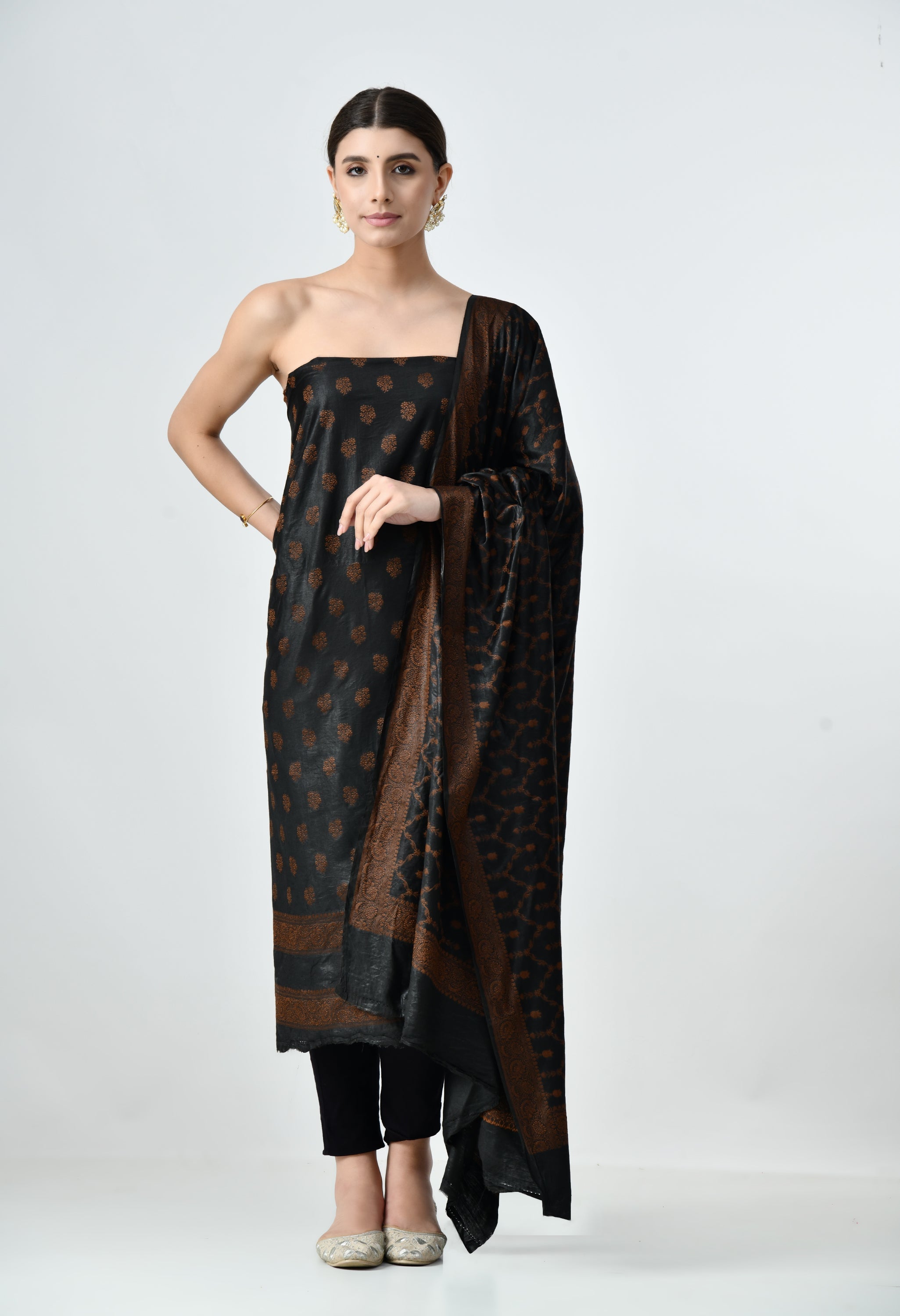 Designer muga silk suit set