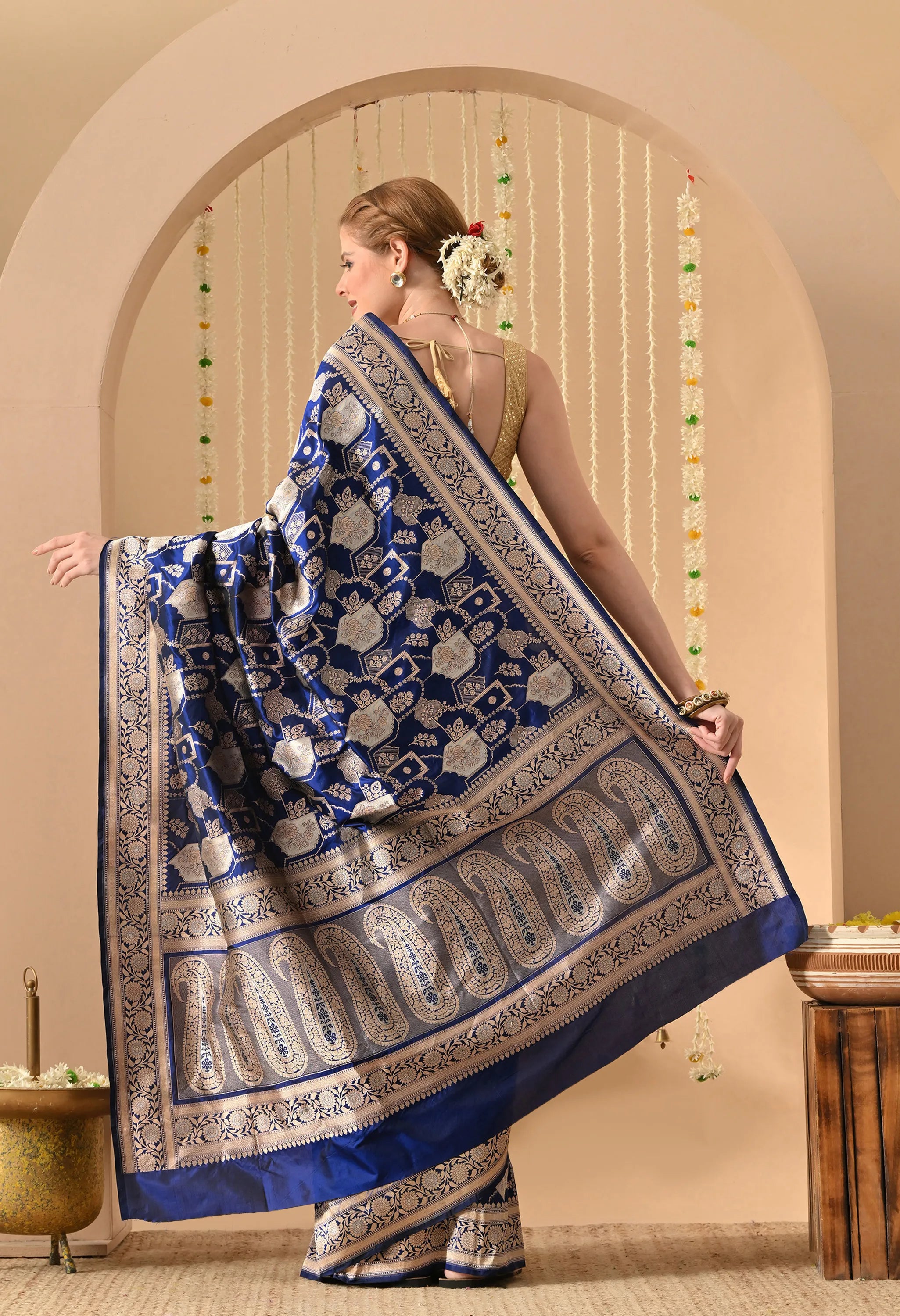 Designer party wear Katan silk saree