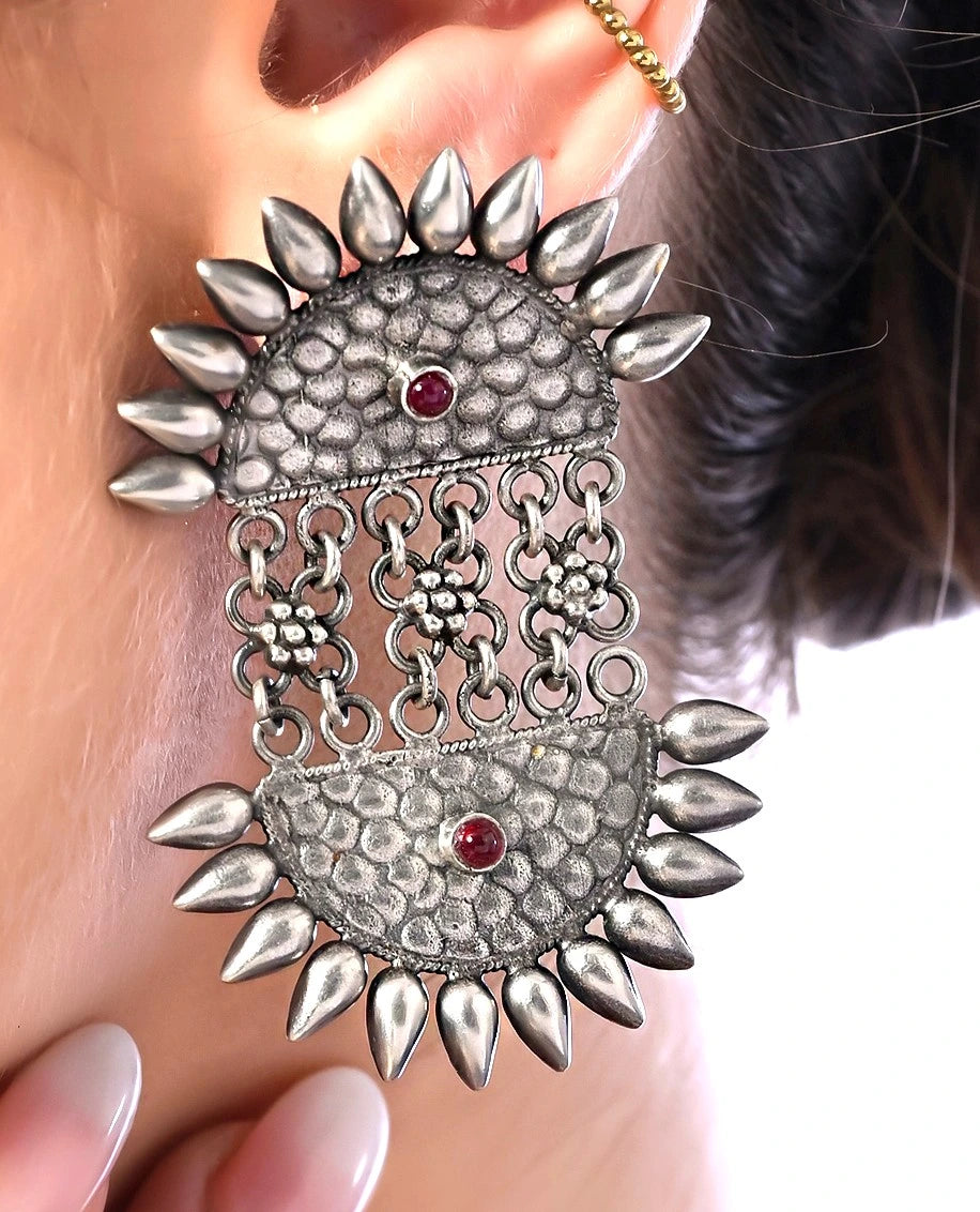 Designer silver jhumka earrings for women