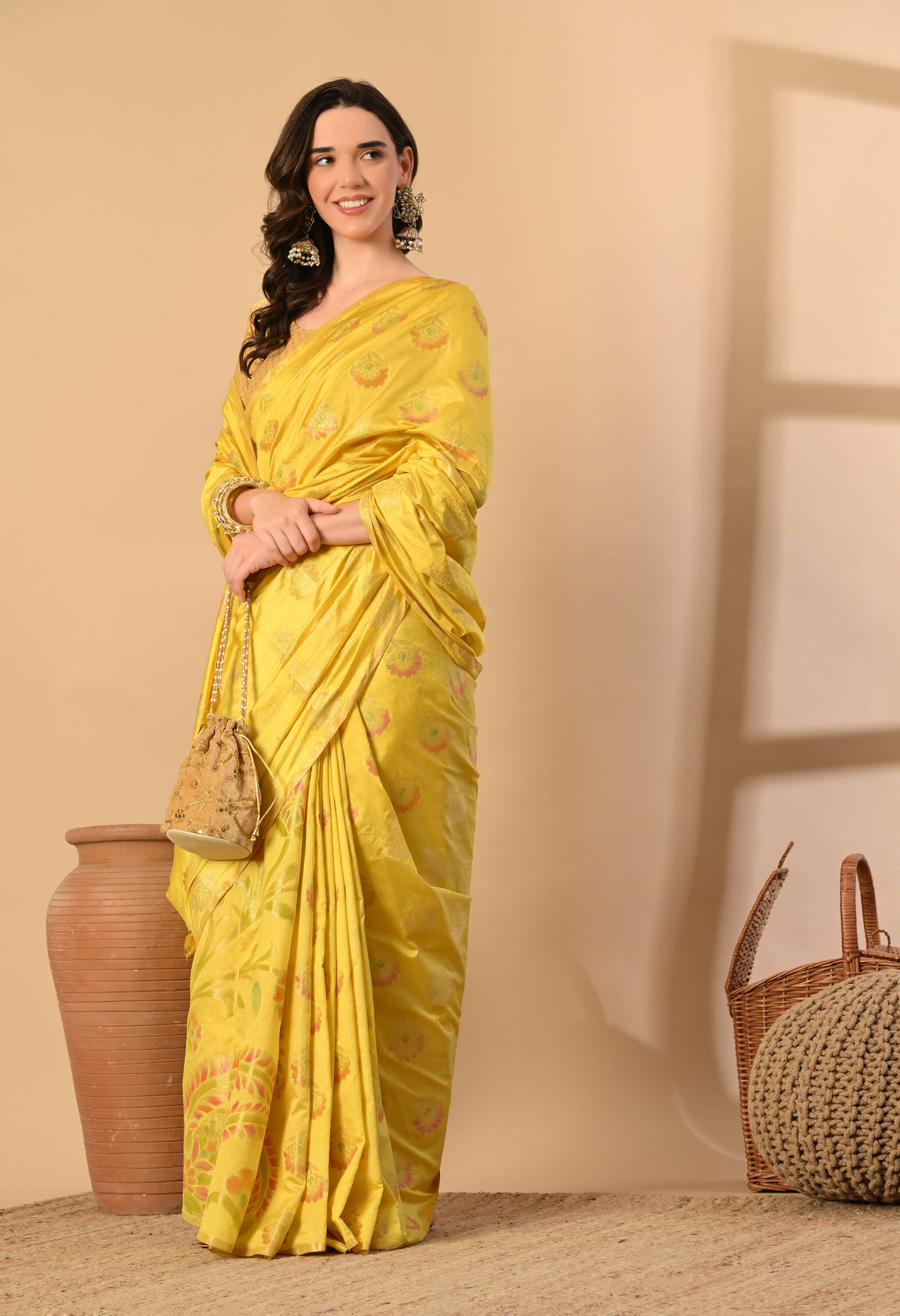 Best Party Wear Silk yellow Saree 