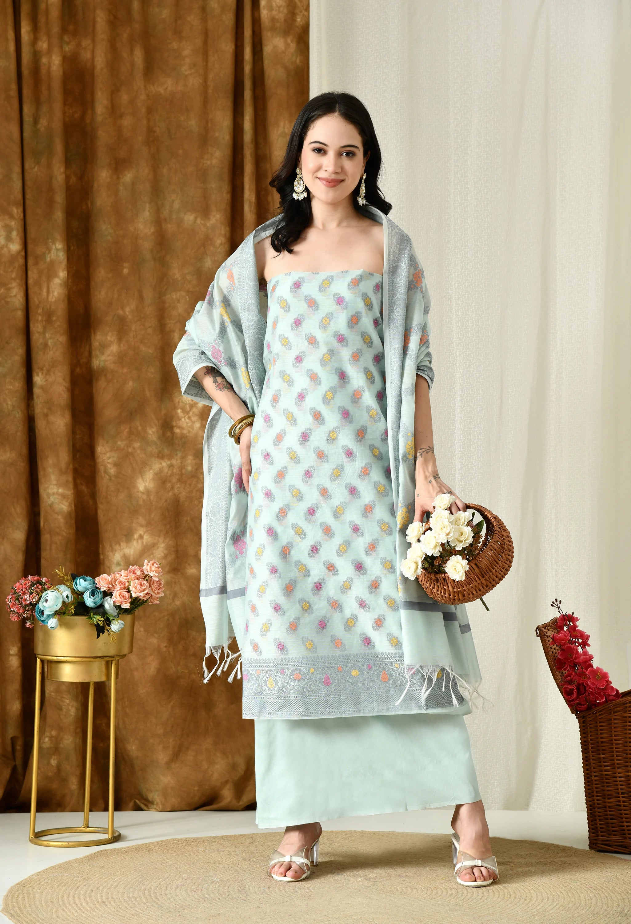 Elegant Chanderi cotton festive wear