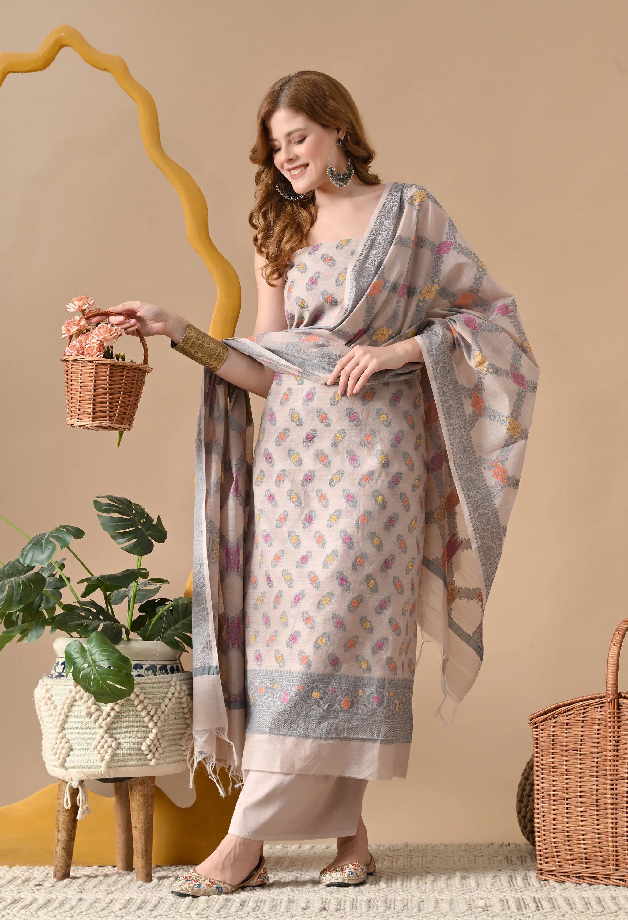 Elegant Chanderi cotton festive wear