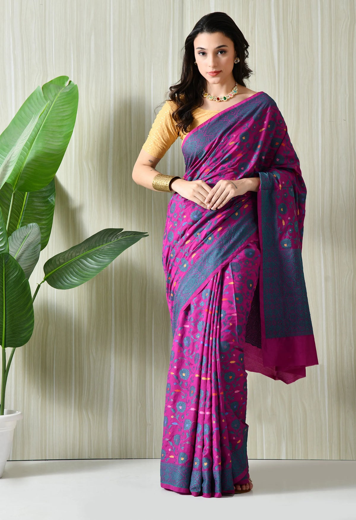 Ethnic blue saree for Raksha Bandhan